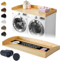 Nedura Washer Dryer Countertop for Washing Machine w/Anti-Vibration Pads&Curved Edge Rails, Bamboo Laundry Countertop, Washer Dryer Topper, Laundry Room Organization, Laundry Room Accessories-Natural