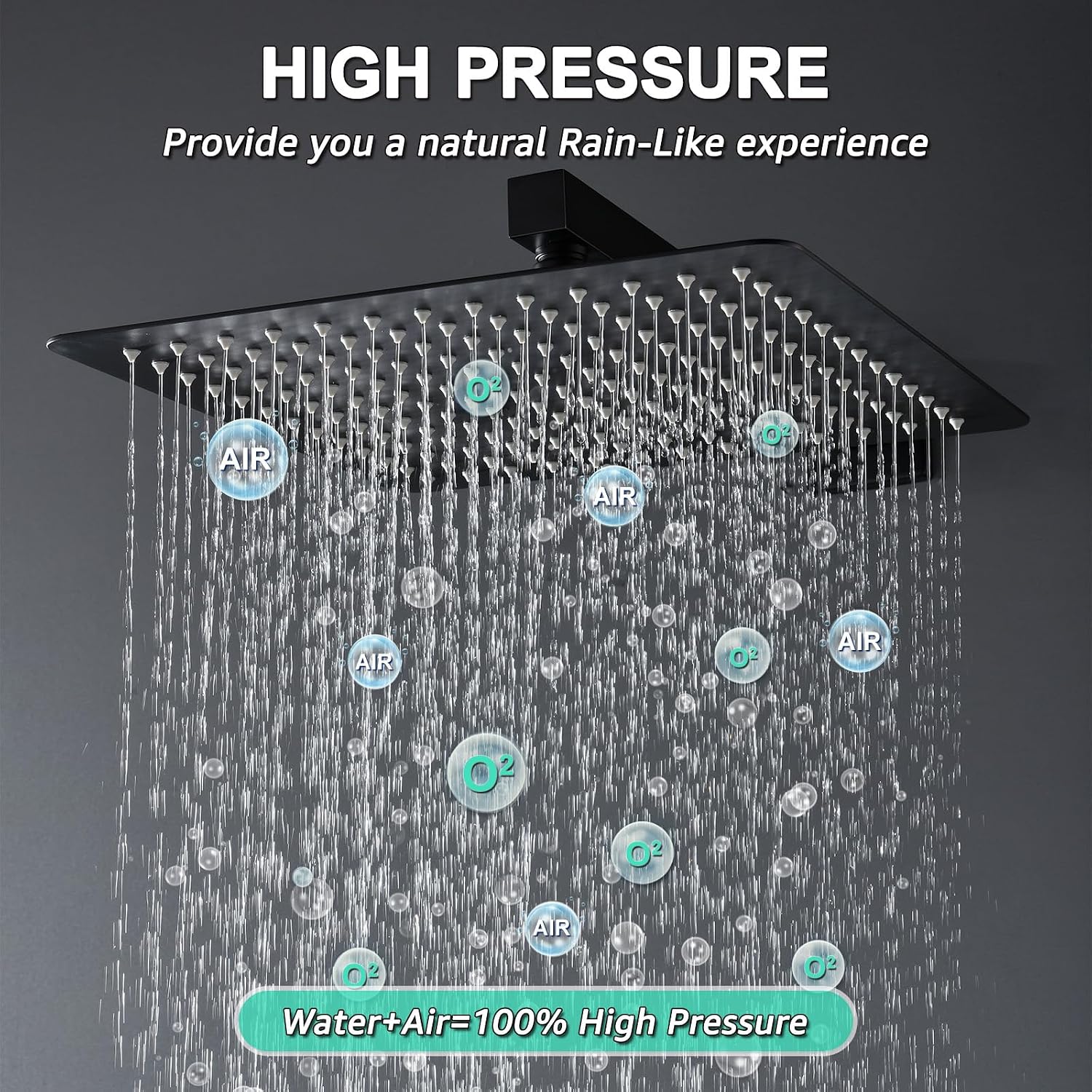 KOJOX 12 Inch Black Shower System with Rain Shower Head, Handheld Shower, Bathroom Luxury Mixer Combo Set, Wall Mounted Faucet Rough-in Valve and Trim Kit