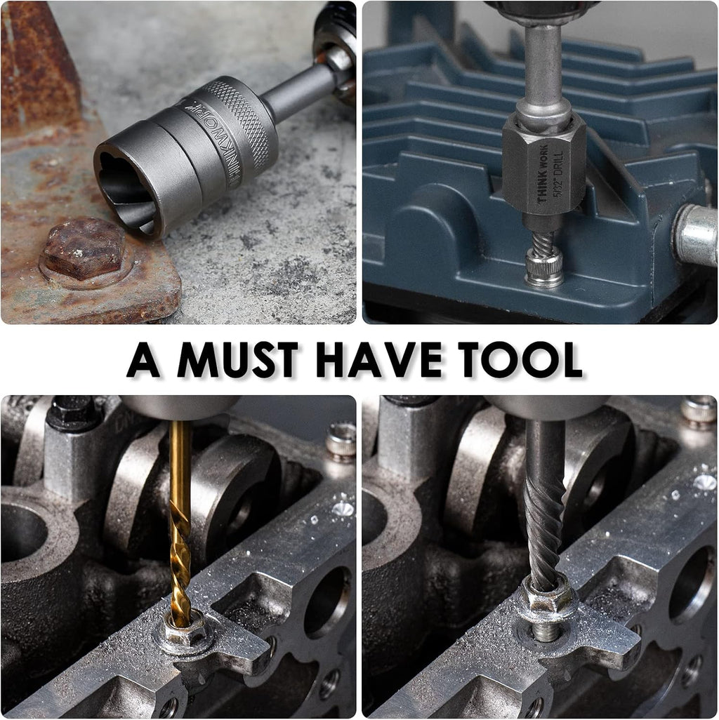 THINKWORK Broken Bolt Extractor Kit, 54 Pieces Easy Out Screw Extractor Set, Lug Nut Removal Tool with Left Hand Drill Bit Set for Removing Damaged, Frozen, Rusted, Rounded-Off Bolts, Nuts & Screws
