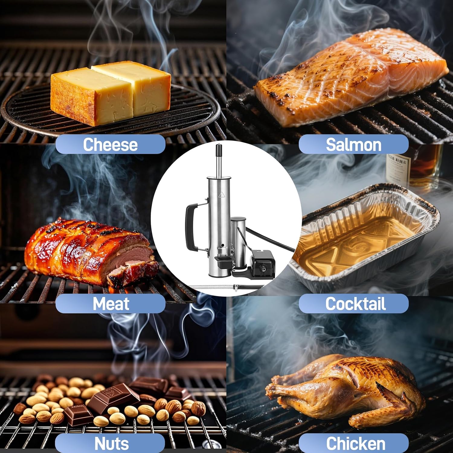Outdoor Smoke Generator, Stainless Steel Electric Smoker, Smoke Tube for Pellet Smoker, Hot/Cold Smokers with Adjustable Smokes Volume Air Pump, Perfect for Cold Smoking Cheese, Traeger accessories