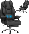 Homall Big and Tall Massage Office Chair,Reclining High Back Ergonomic Home Office Desk Chair with Adjustable Padded Armrest and Foot Rest (Mesh, Black)