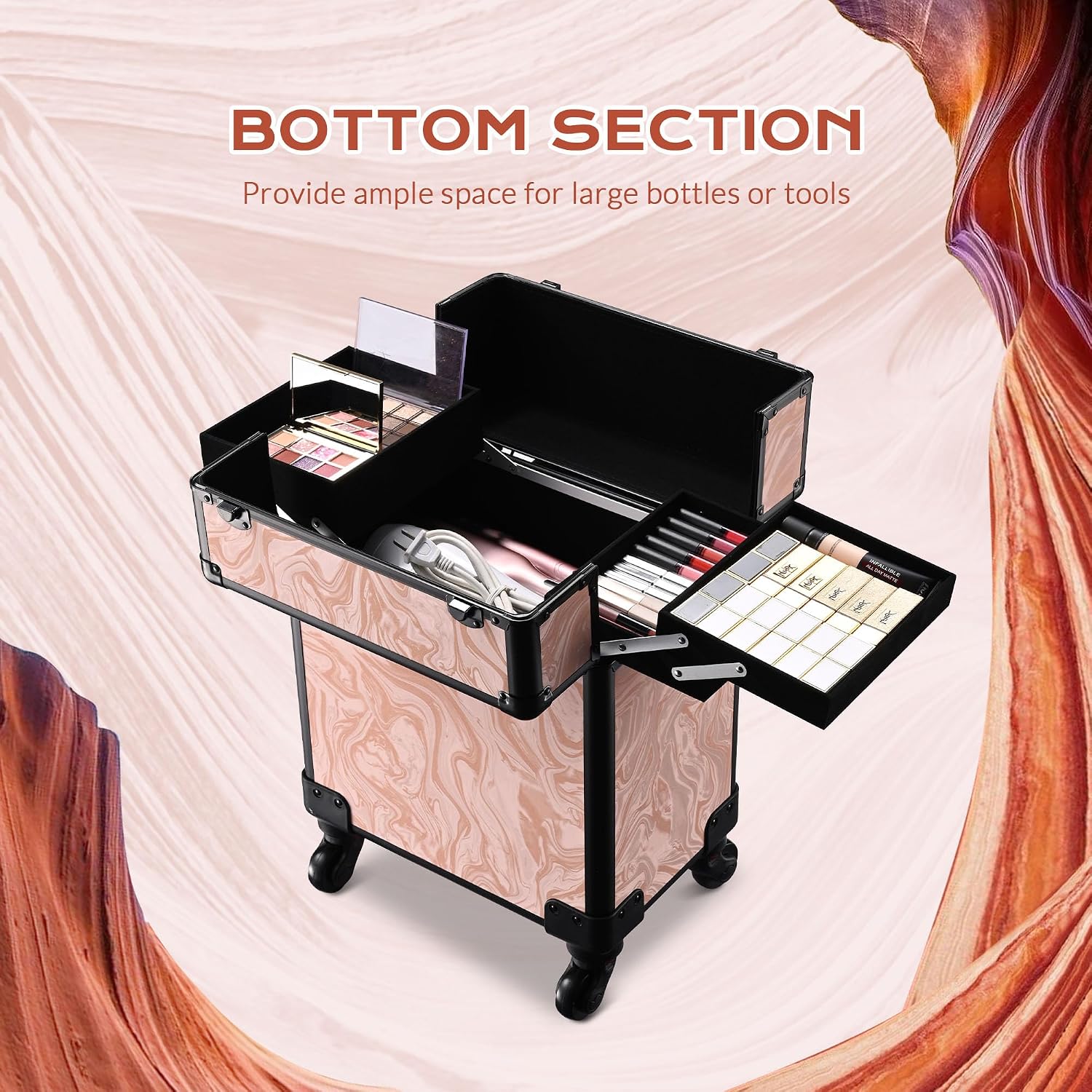 BYOOTIQUE 2-Piece Makeup Train Case Cosmetic Organizer Kit CB Dusk Artists