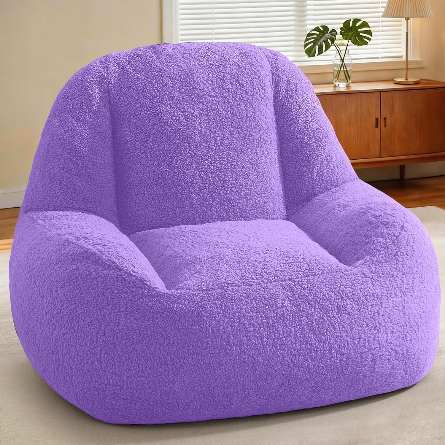 Homguava Bean Bag Chairs for Adults,Giant Beanbag Couch Adult Bean Bag Chair with Filler Included,Modern Lazy Sofa Comfy Chair for Living Room(Purple)