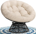 Bme 40' Ergonomic Wicker Papasan Chair with Soft Thick Density Fabric Cushion, High Capacity Steel Frame, 360 Degree Swivel for Living, Bedroom, Reading Room, Lounge, Sepia Sand - Black Base