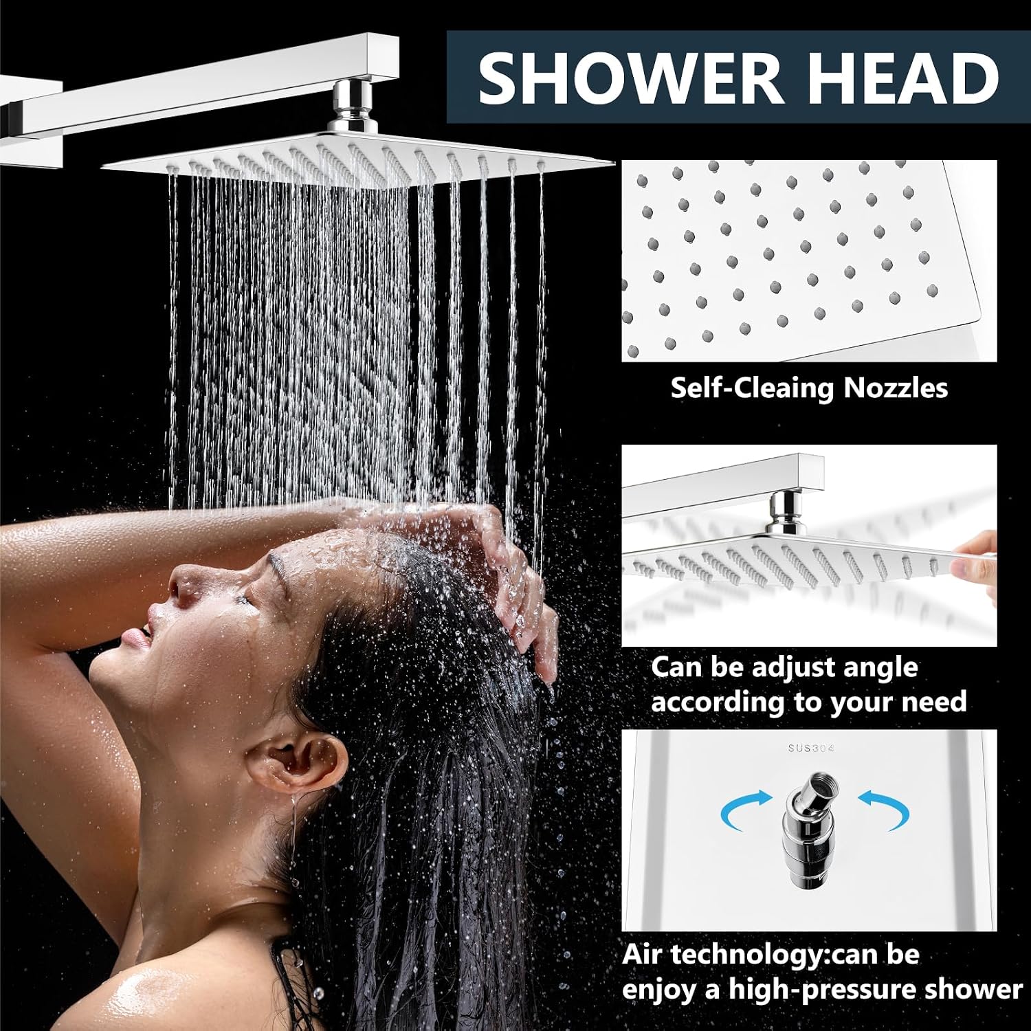 Aolemi Shower Faucet Set Rain Shower System with Handheld Spray Bathroom Shower Combo Rough-in Valve and Shower Trim Kit Included Polish Chrome 8 Inch Wall Mount Shower Head