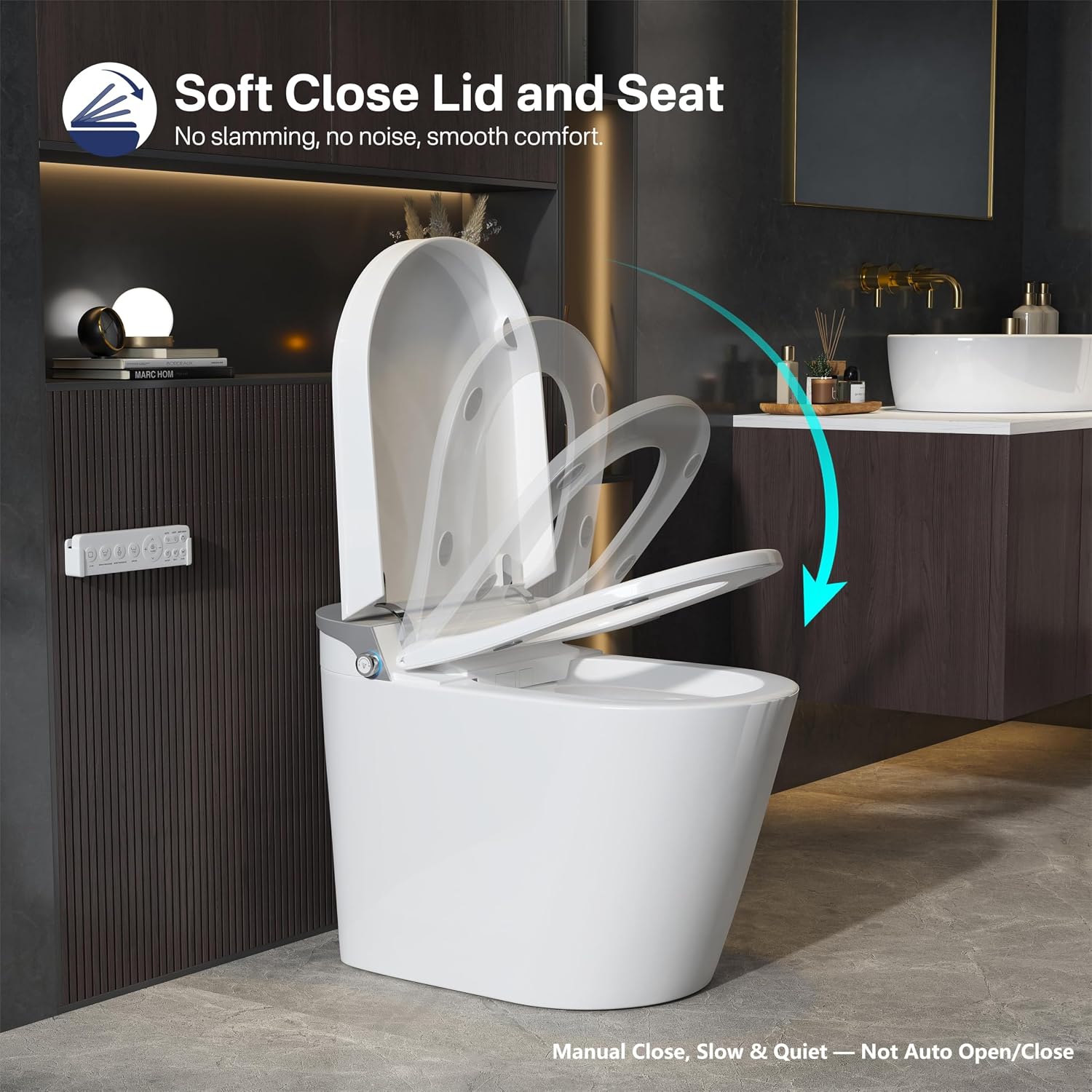 Smart Toilet, Eridanus One Piece Bidet Toilet for Bathroom, Toilet with Heated Bidet Seat, Adjustable Warm Water Wash & Dryer, Foot Sensor Flush, Tankless Toilet with LED Display, White & Gray
