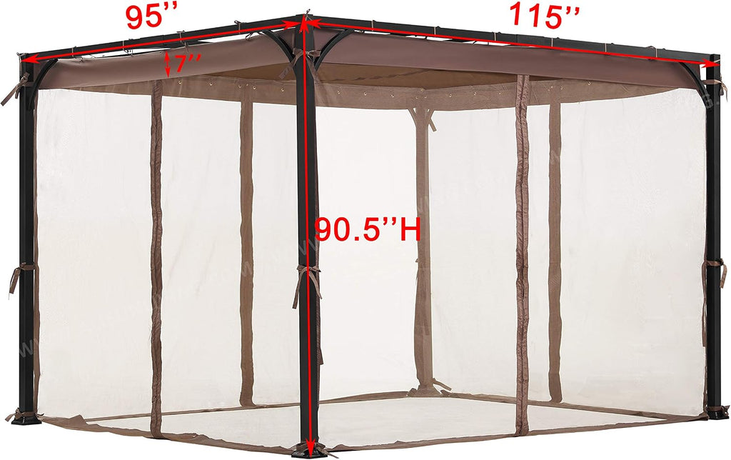 Replacement Mosquito Net for Flat-Roof Pergola - Mesh Bug Net Only (8 ft. x 10 ft., Brown)