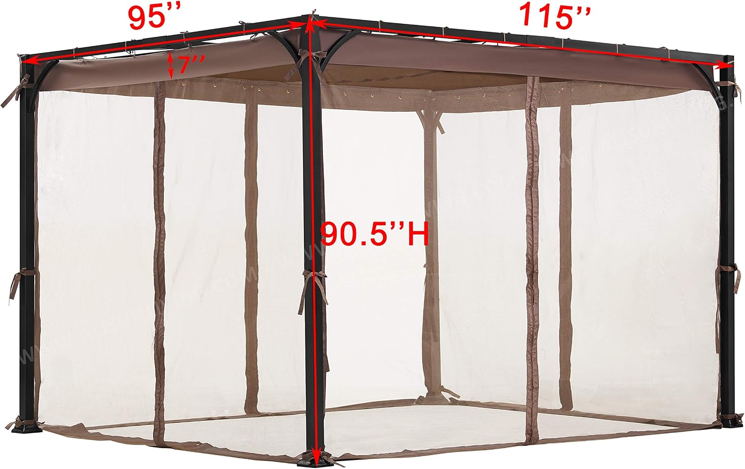 Replacement Mosquito Net for Flat-Roof Pergola - Mesh Bug Net Only (8 ft. x 10 ft., Brown)