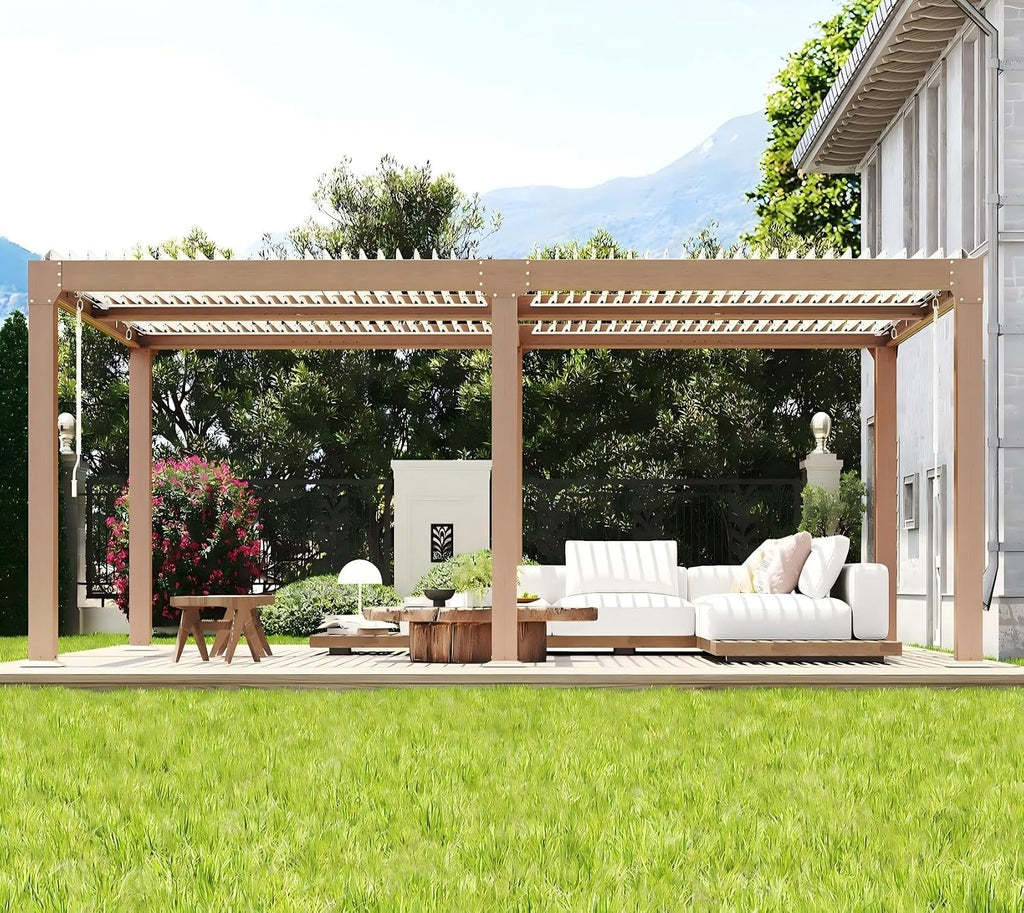 PeakPursuit Louvered Pergola - 10'x20' Outdoor Pergolas with Adjustable Louvered Roof, Reinforced Aluminum Frame, Integrated Drainage System, Outdoor Gazebo for Deck, Patio, Backyard and Garden
