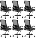 Ergonomic Office Chair, Desk Chair with Adjustable Lumbar Support, Breathable Mesh Comfy Computer Chairs with Flip-up Armrests Executive Task Chair for Adults Home Office (6Pcs)