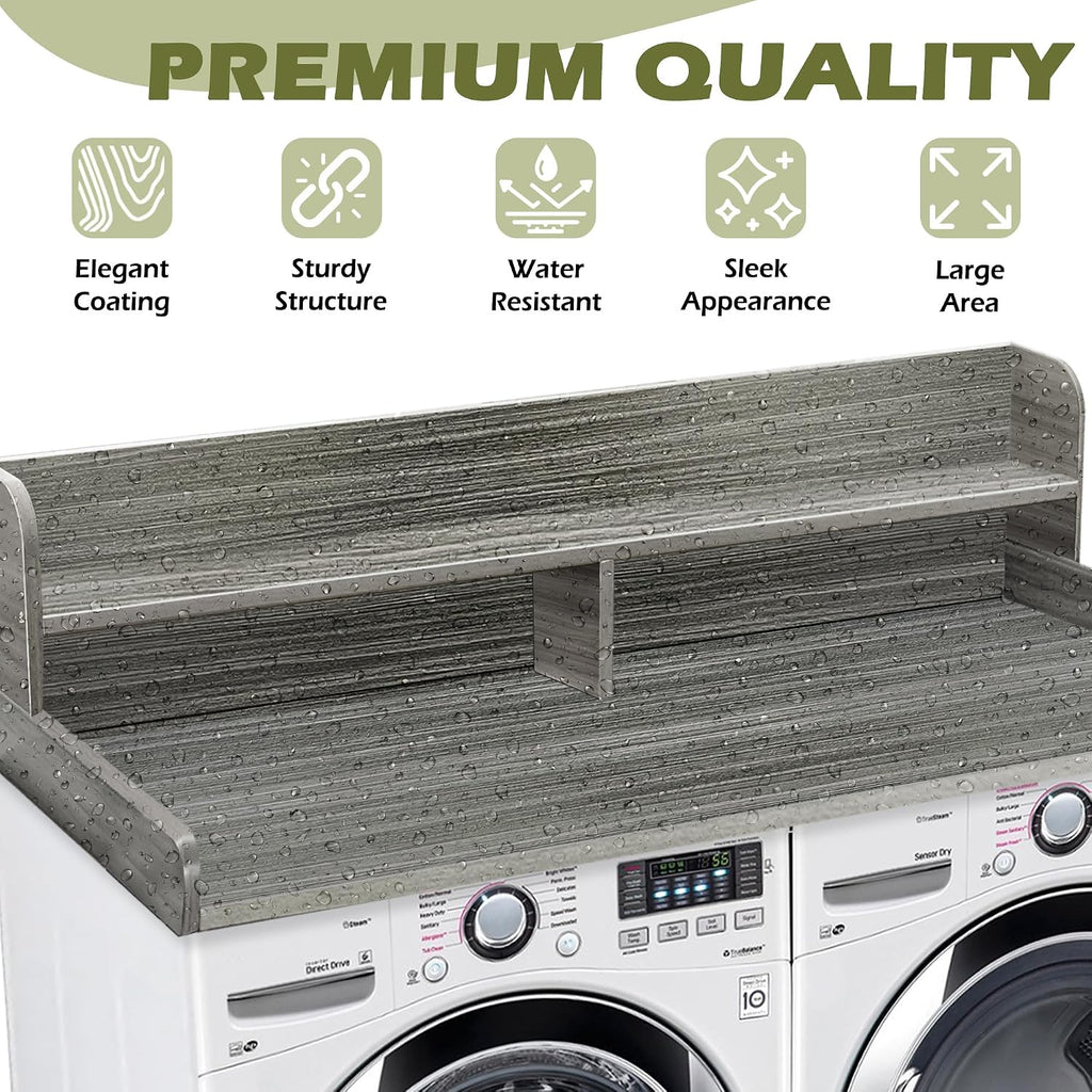 Royxen Laundry Countertop with Storage Universal Fit, Washer and Dryer Countertop with Shelf, Laundry Room Storage, 2-Tier Shelf (Eucalyptus)