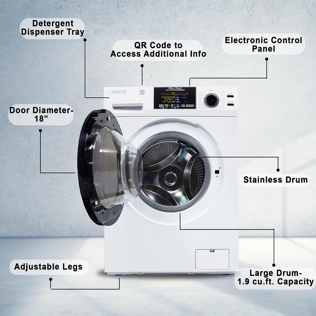 Equator Ver 3 Combo Washer Vented/Ventless Dry-1400RPM Color Coded Display White