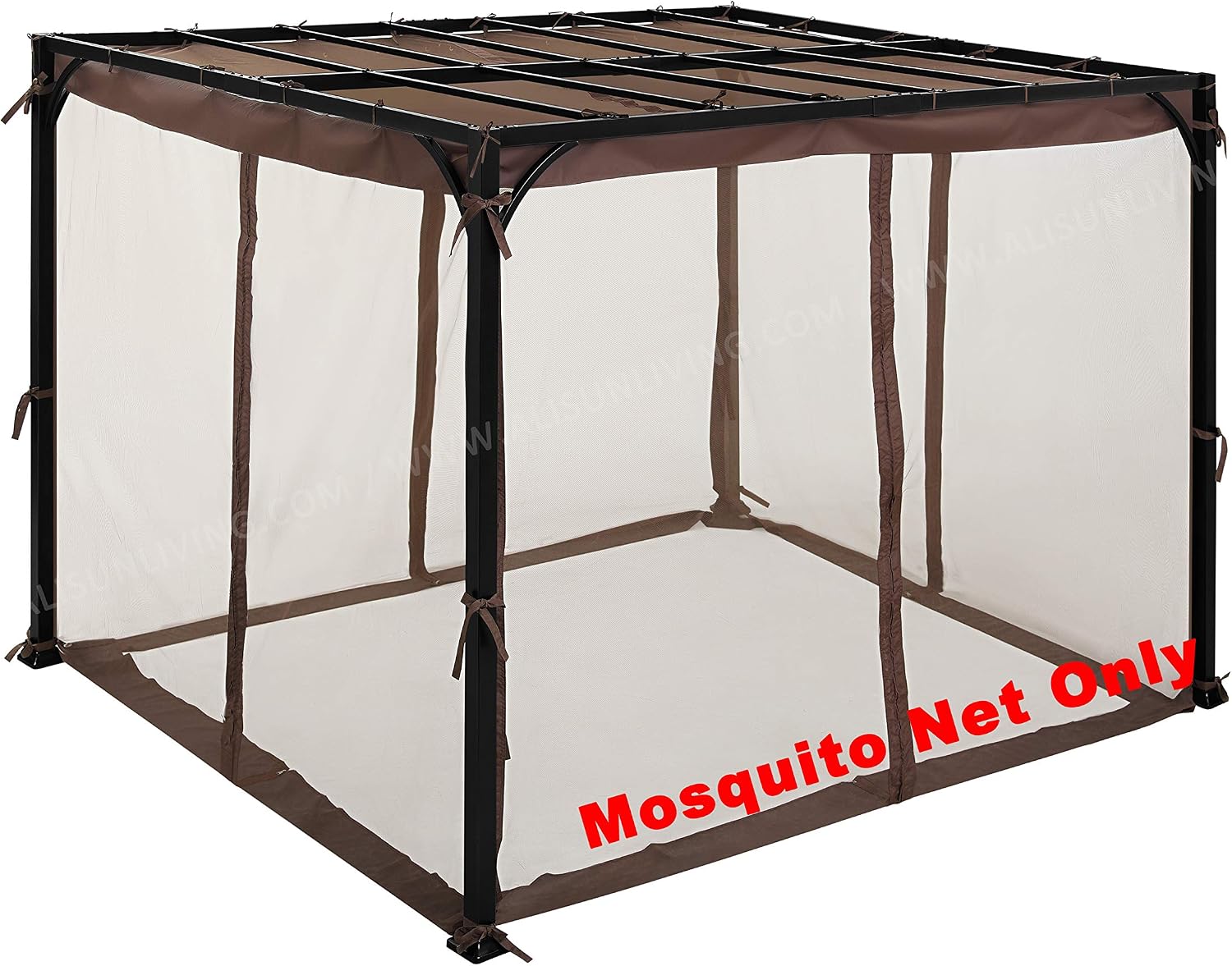 Replacement Mosquito Net for Flat-Roof Pergola - Mesh Bug Net Only (8 ft. x 10 ft., Brown)