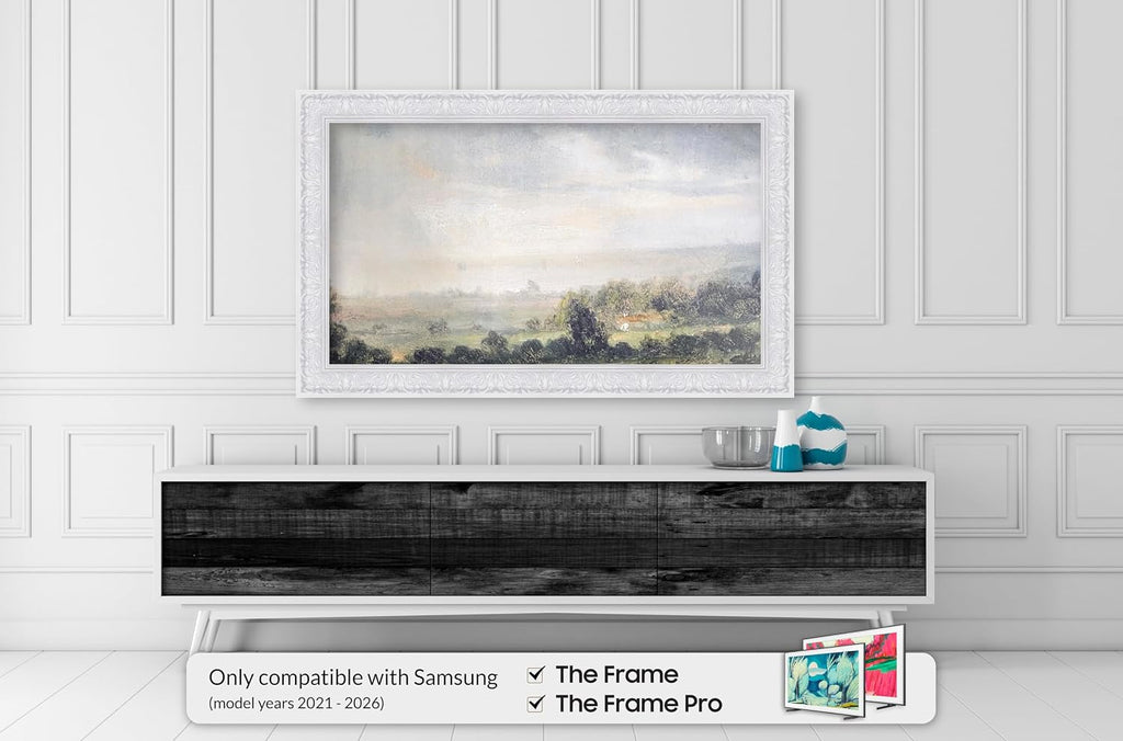 Tuscan Gloss White 55' Premiere Deco TV Frame - Compatible ONLY with Samsung The Frame TVs (Fits 2021-2026, LS03A, LS03B, LS03C, LS03D, LS03FA)