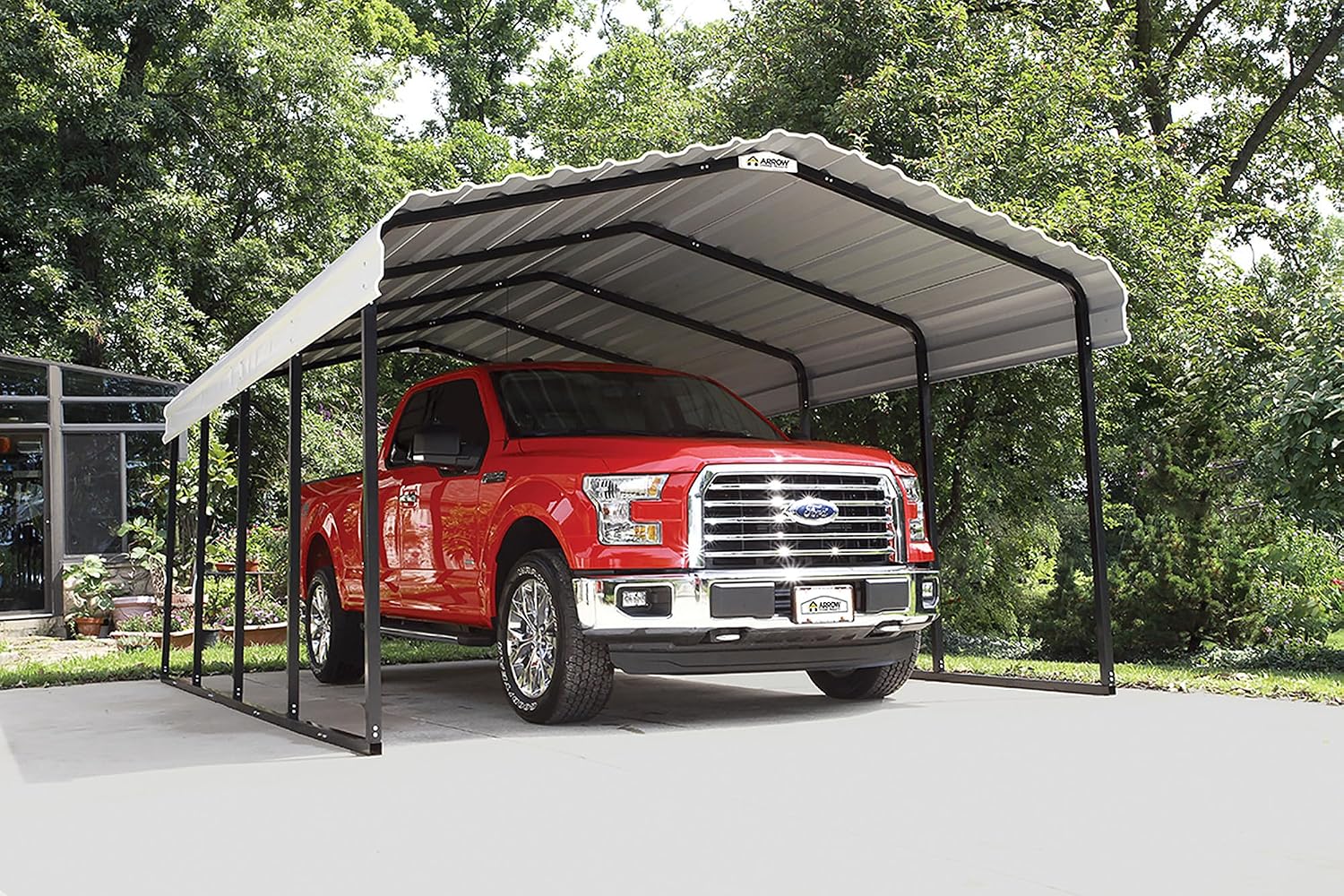 ARROW 12' x 20' x 7' 29-Gauge Carport with Galvanized Steel Roof Panels