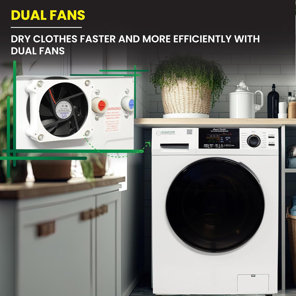 Equator All-in-One Washer Dryer VENTED-DRY 30% FASTER than Condense 15lb 110V in White
