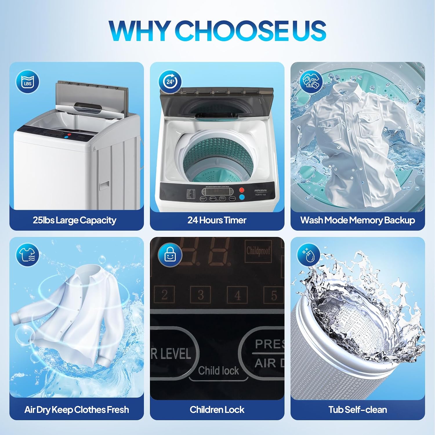 ROVSUN 2.6CuFt Clothes Dryer and 25LBS Full-Automatic Washing Machine Set, Compact Laundry Washer and Dryer Combo Set with Stainless Steel Inner Tub, for Apartment, Dorms, Home
