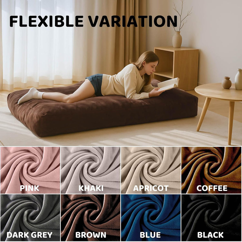 Adult bean bag chair bed, bean bag sofa with filling, memory foam, comfortable floor sofa bed, boneless floor chair, suitable for living room bedroom dormitory balcony lounge (Coffee Color, Chair Bed)