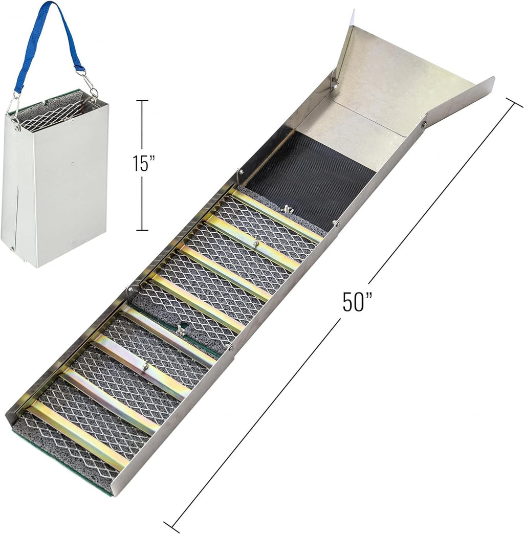 ASR Outdoor 24pc Deluxe 50' Aluminum Folding Gold Sluice Box Kit Gold Panning Tools and Backpack, Black