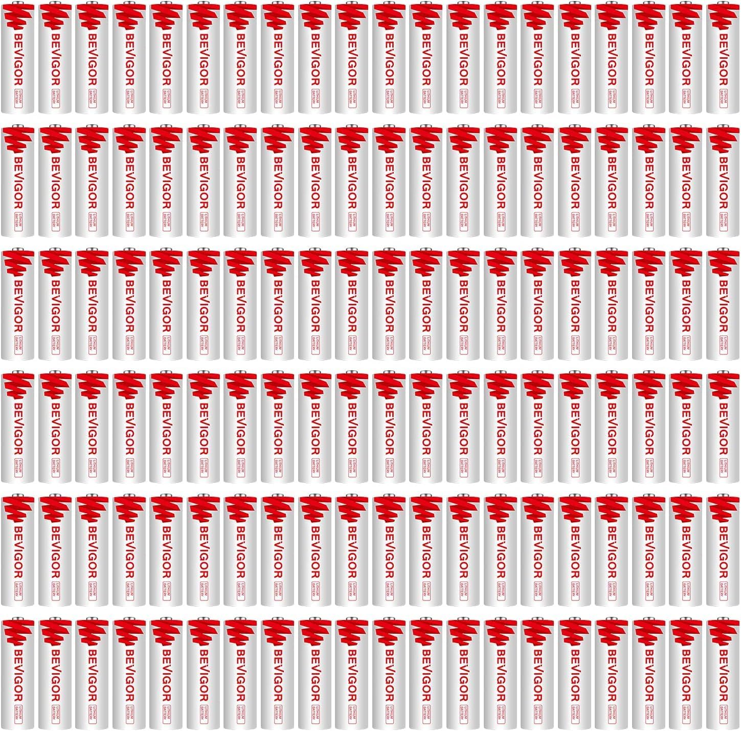 BEVIGOR Lithium AA Batteries, 120 Bulk Pack 1.5V High Performance Lithium Double A Battery (Non-Rechargeable)