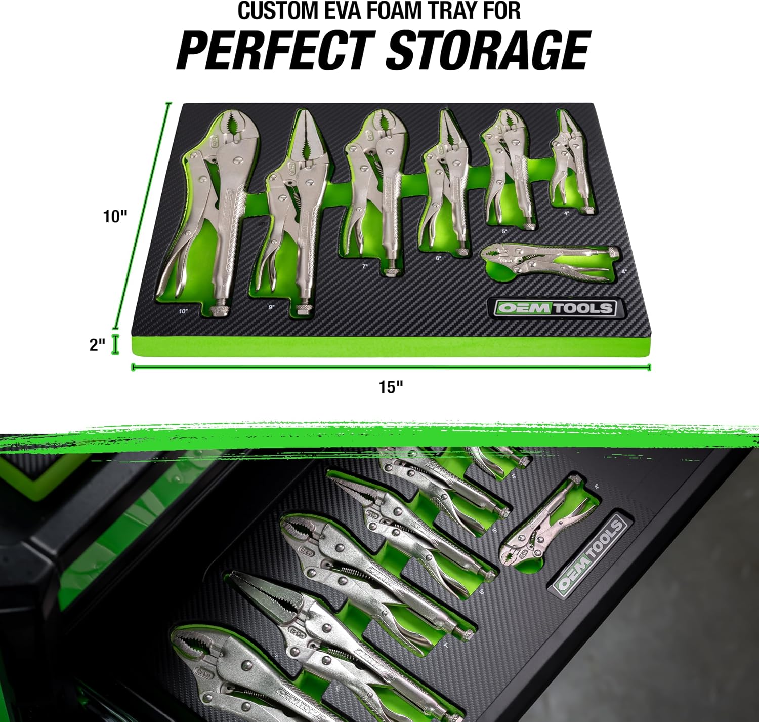 OEMTOOLS 23987 7-Piece Set Locking Pliers, Curved and Long Nose Vise Grips for Gripping and Clamping Tasks, Precision-Machined Vise Grip Jaws, Heat-Treated Alloy Steel, Includes EVA Tray