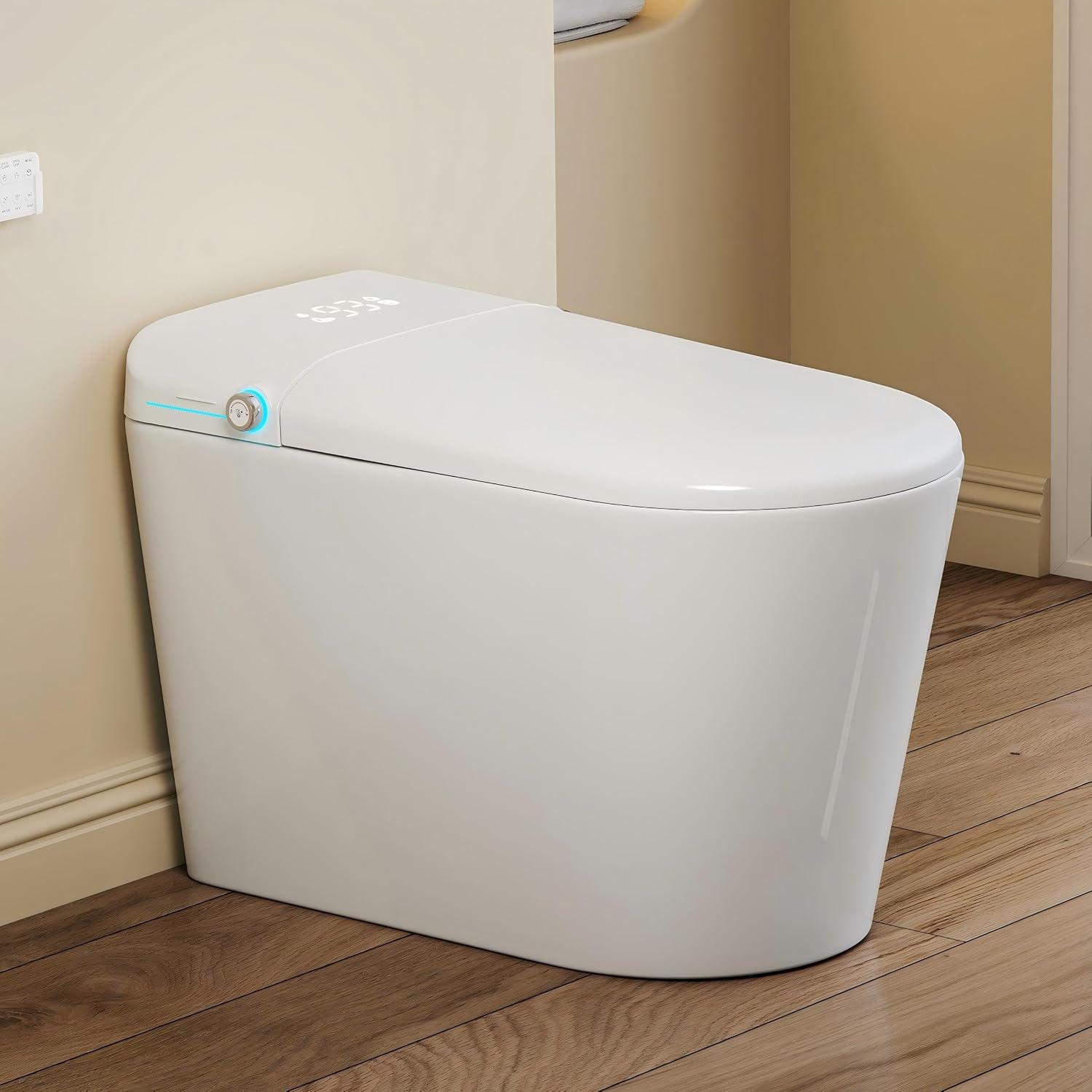 Smart Toilet with Bidet Built in, Eridanus One Piece Bidet Toilet for Bathrooms, Warm Water Wash & Dryer, Foot Sensor Flush, Elongated Heated Seat, Auto Open/Close with Digital Display, White