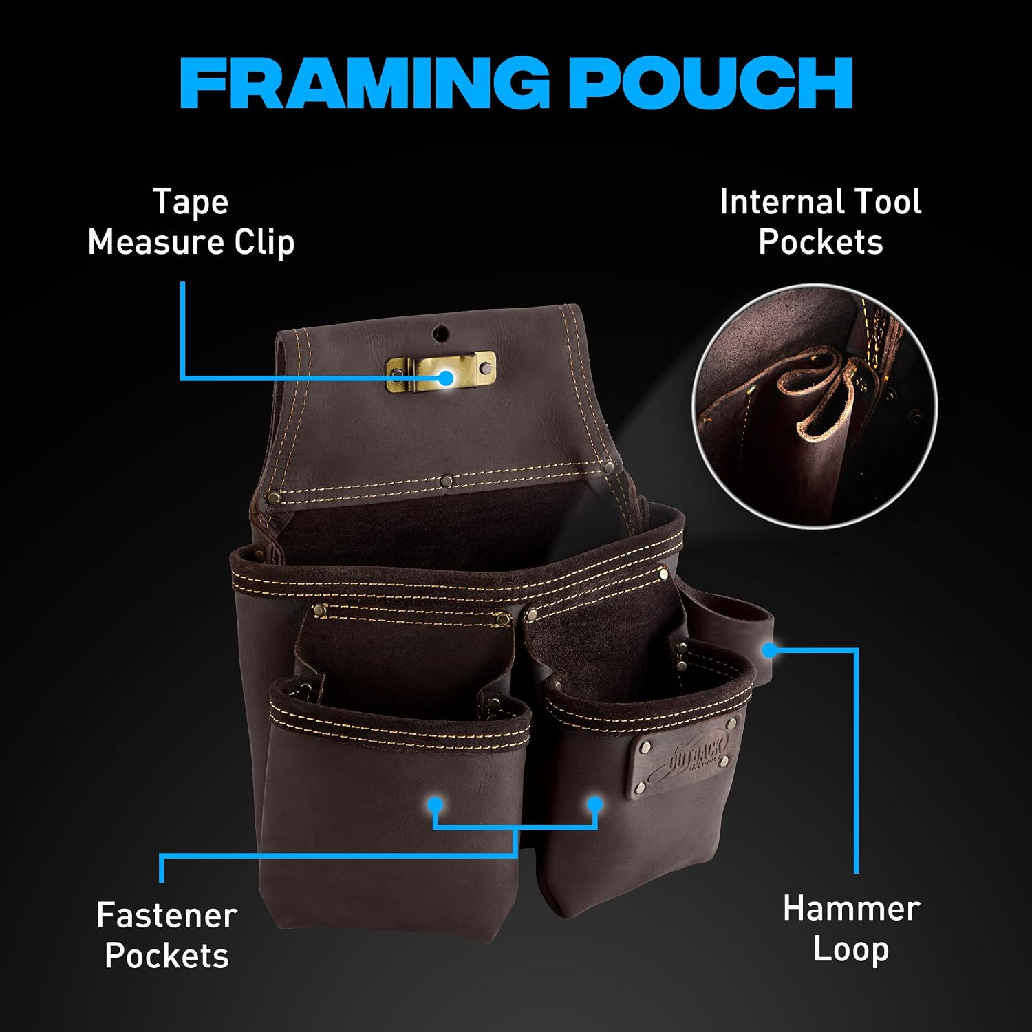 OX Pro Construction Tool Belt with Suspenders - Made of Oil-Tanned Leather with Double-Stitching and Steel Rivets - 22-Pocket Small Tool Belt