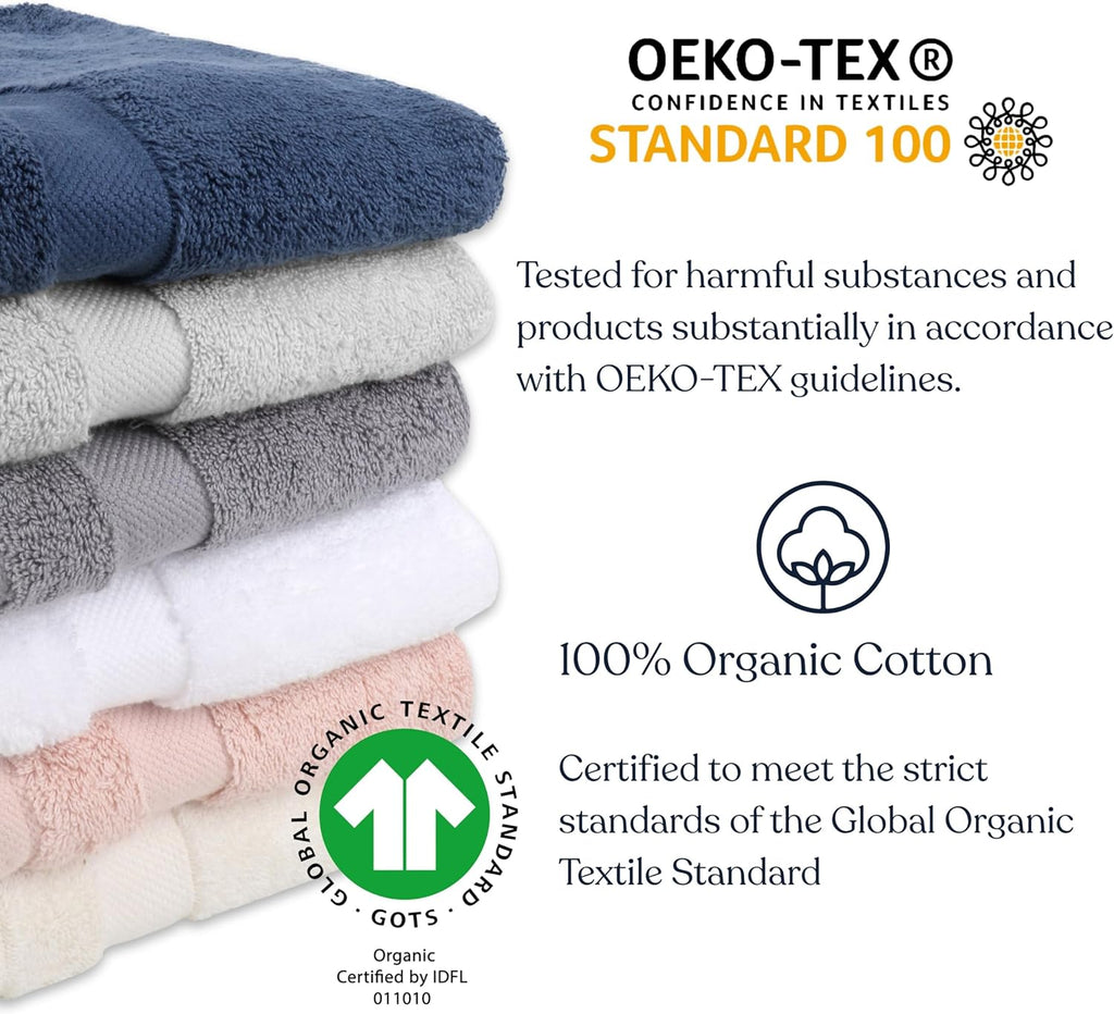 Organic Cotton Luxuriously Plush Towel 20 Piece Set |GOTS & Oeko-TEX Certified|Premium Hotel Quality Towels|Feather Touch Technology|650 GSM Long Staple|Soft, Quick Dry & Ultra-Absorbent