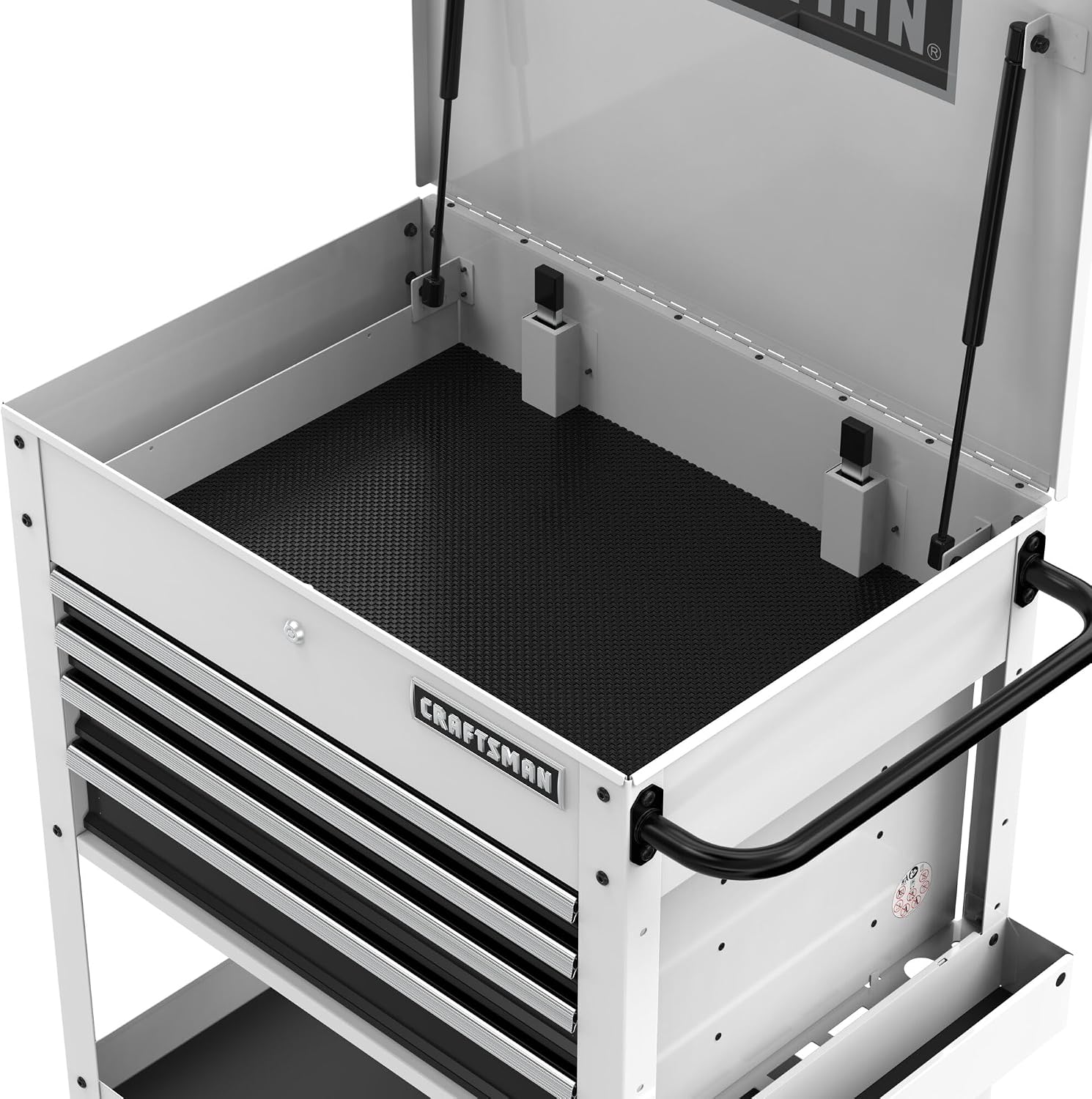 CRAFTSMAN Rolling Tool Chest with Drawers, Tool Box with Wheels and 4 Drawers, Power Outlets and USB, Protective Liner, Steel Utility Cart Storage Cabinet, Supports up to 700 lbs, White (CMST98276WW)
