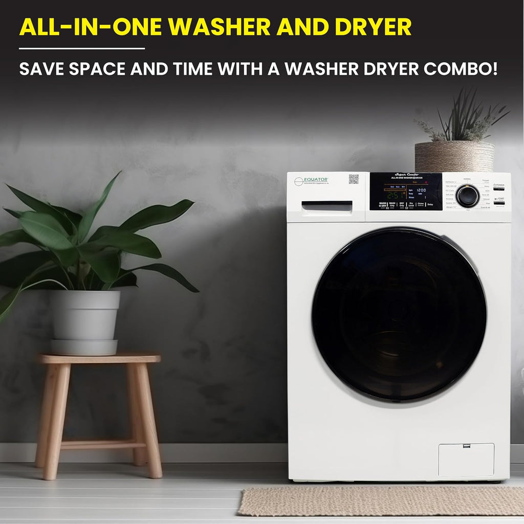 Equator All-in-One Washer Dryer VENTED-DRY 30% FASTER than Condense 15lb 110V in White