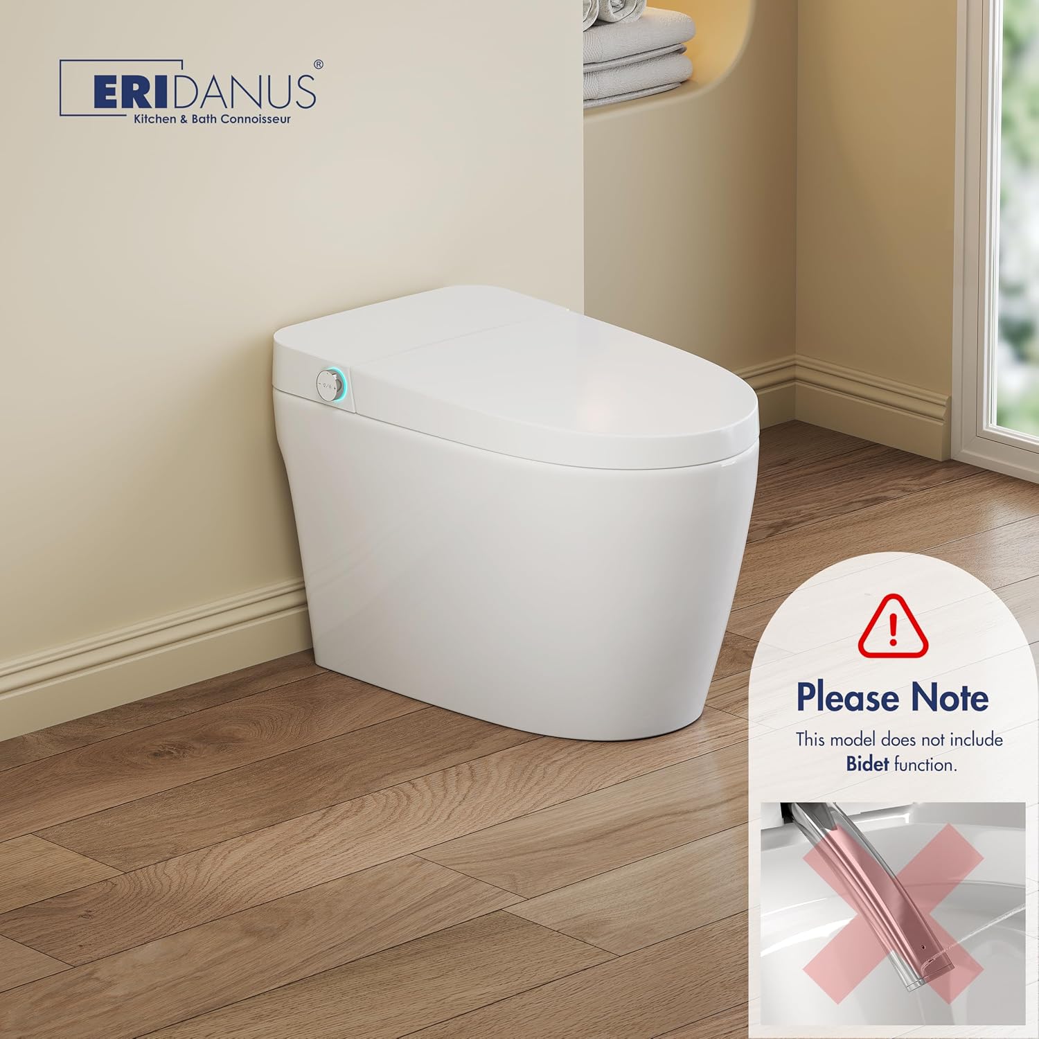 Smart Toilet with Auto Flush and Heated Seat, No Bidet, Foot Sensor Flush, Pre-Wetting, Soft Close Lid, Night Light, Tankless One-Piece Design