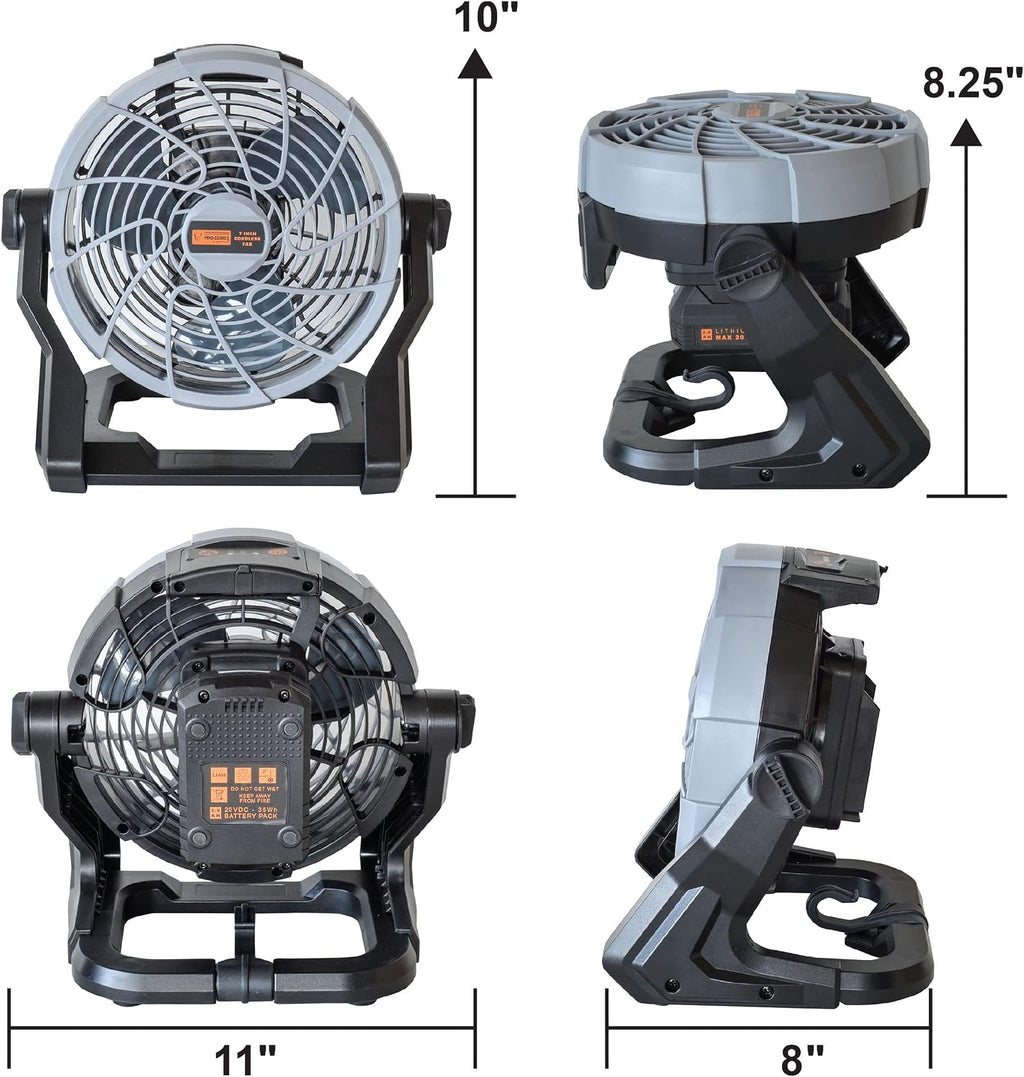 Buffalo Tools LIDDFKIT20: 5 Piece Combo Kit With Fan - 3/8 Inch Drill And 1/4 Inch Impact Driver Set With 20V Lithium Ion Rechargeable Battery And Charger And 3-Speed Cordless Fan