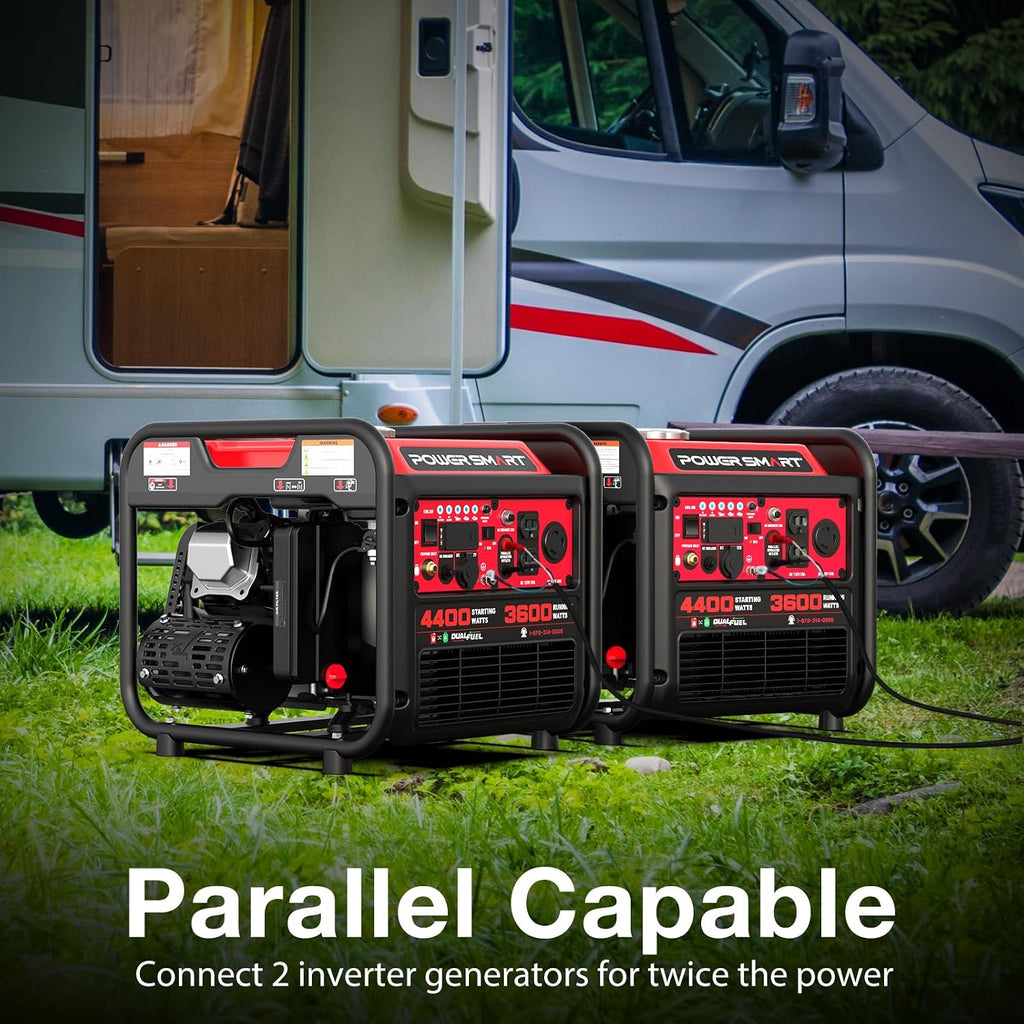PowerSmart 4400W Dual Fuel Portable Generator, 223cc 4-Stroke OHV Gas/LPG Powered, 3600W Rated, 30A RV Ready & 120V Outlet, Recoil Start Backup Power for Home, RV and Jobsites, Model# MB5040DC