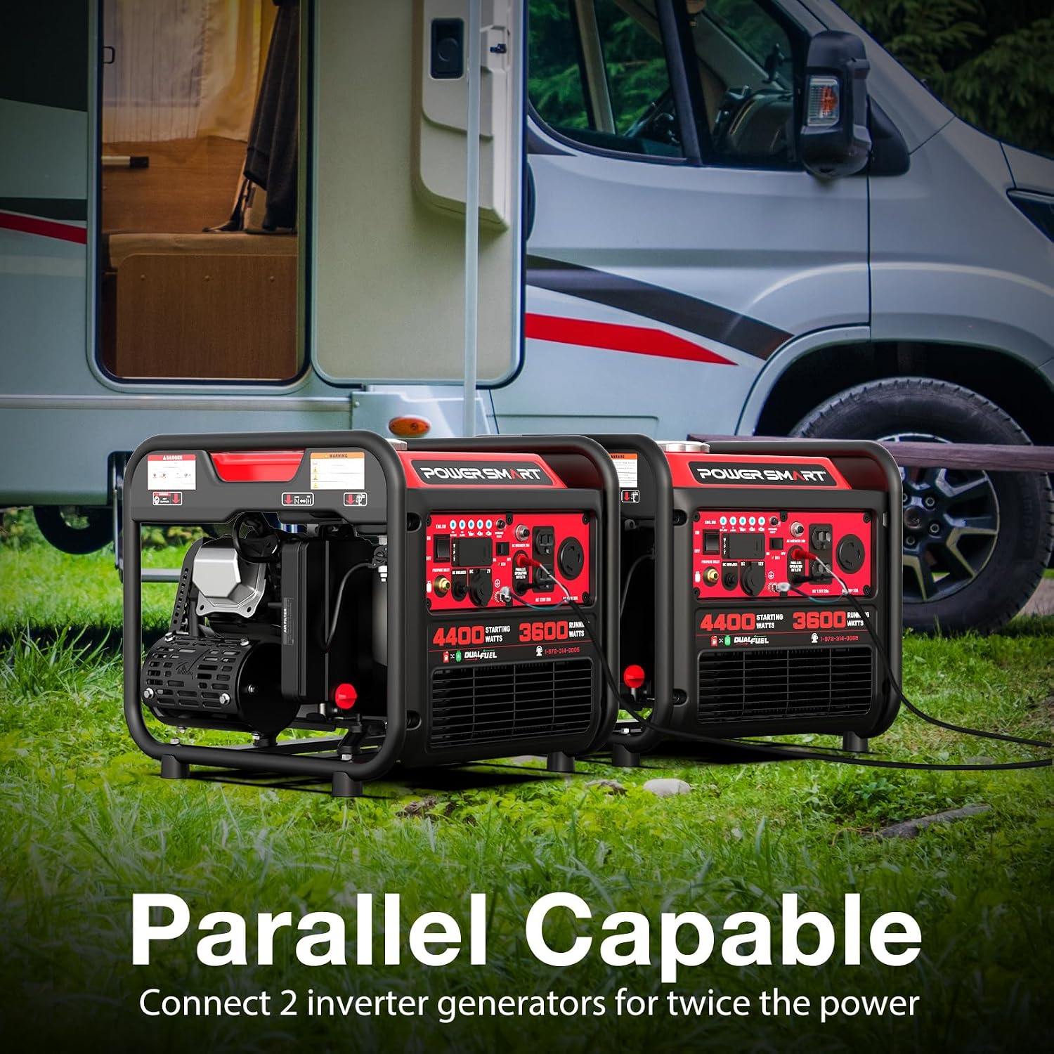 PowerSmart 4400W Dual Fuel Portable Generator, 223cc 4-Stroke OHV Gas/LPG Powered, 3600W Rated, 30A RV Ready & 120V Outlet, Recoil Start Backup Power for Home, RV and Jobsites, Model# MB5040DC