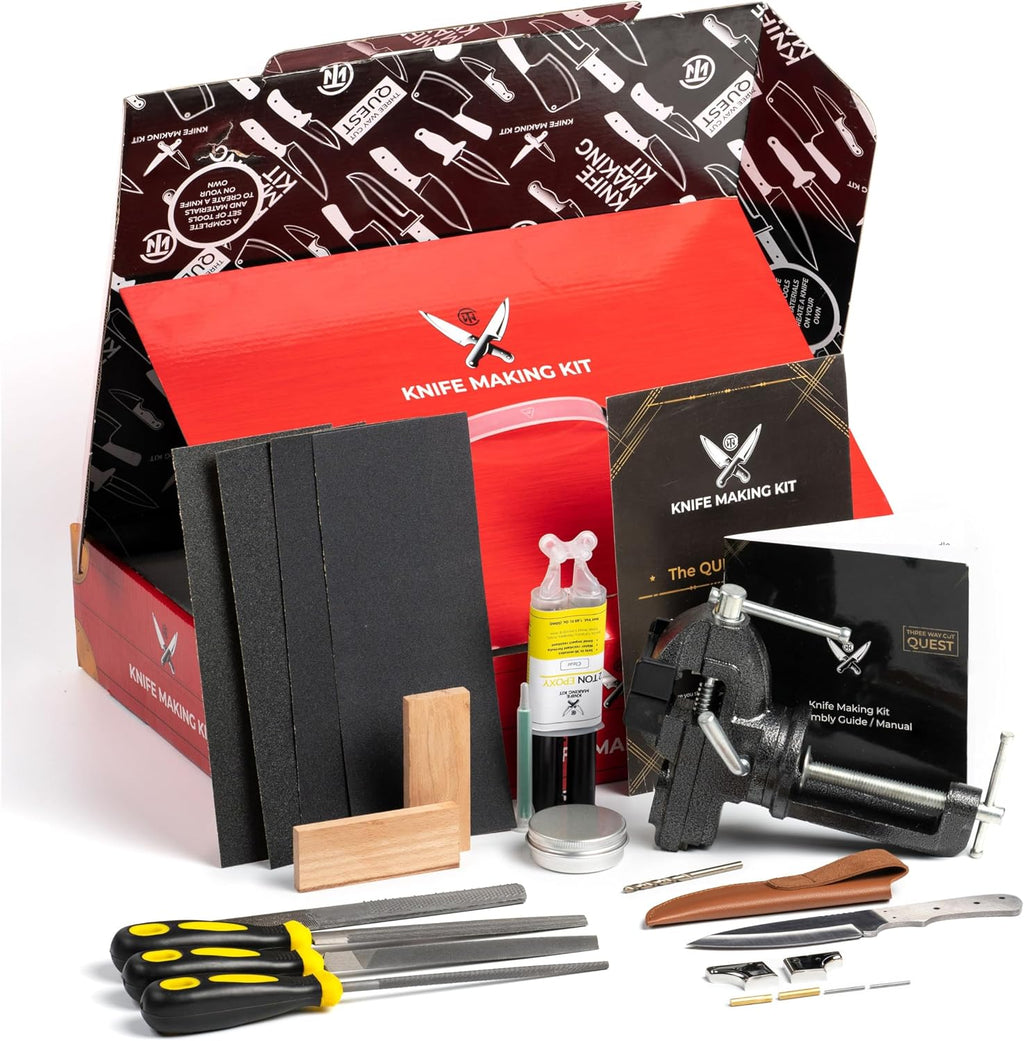 Knife Making Kit DIY Gift for Men - Gift Set, Complete Tools, & Accessories to Make Knife, Stainless Steel Bushcraft Blade, Beginners Guide, Husband Boyfriend Dad Handwork Hobbies, Gift for Him