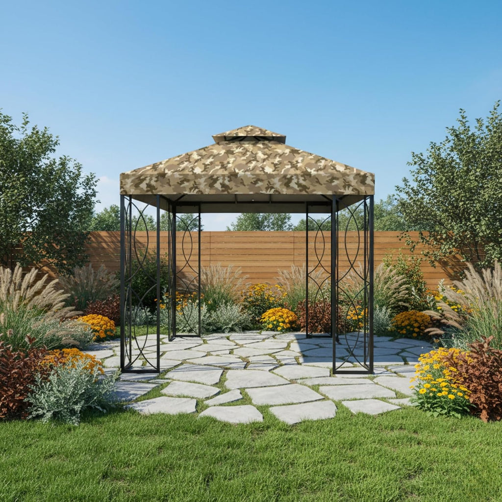 Garden Winds Durable 350 Replacement Canopy Top Compatible with Garden Treasures 8' x 8' Gazebo Models S-582D, S-582DN - Camo Sand