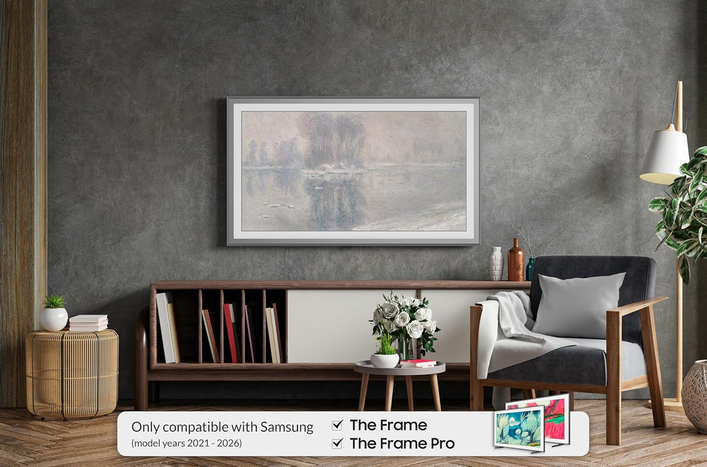 Graphite Scoop 65' Alloy Deco TV Frame - Compatible ONLY with Samsung The Frame TV and Pro TVs (Fits 2021-2026, LS03A, LS03B,LS03C,LS03D,LS03FA,LS03FW)