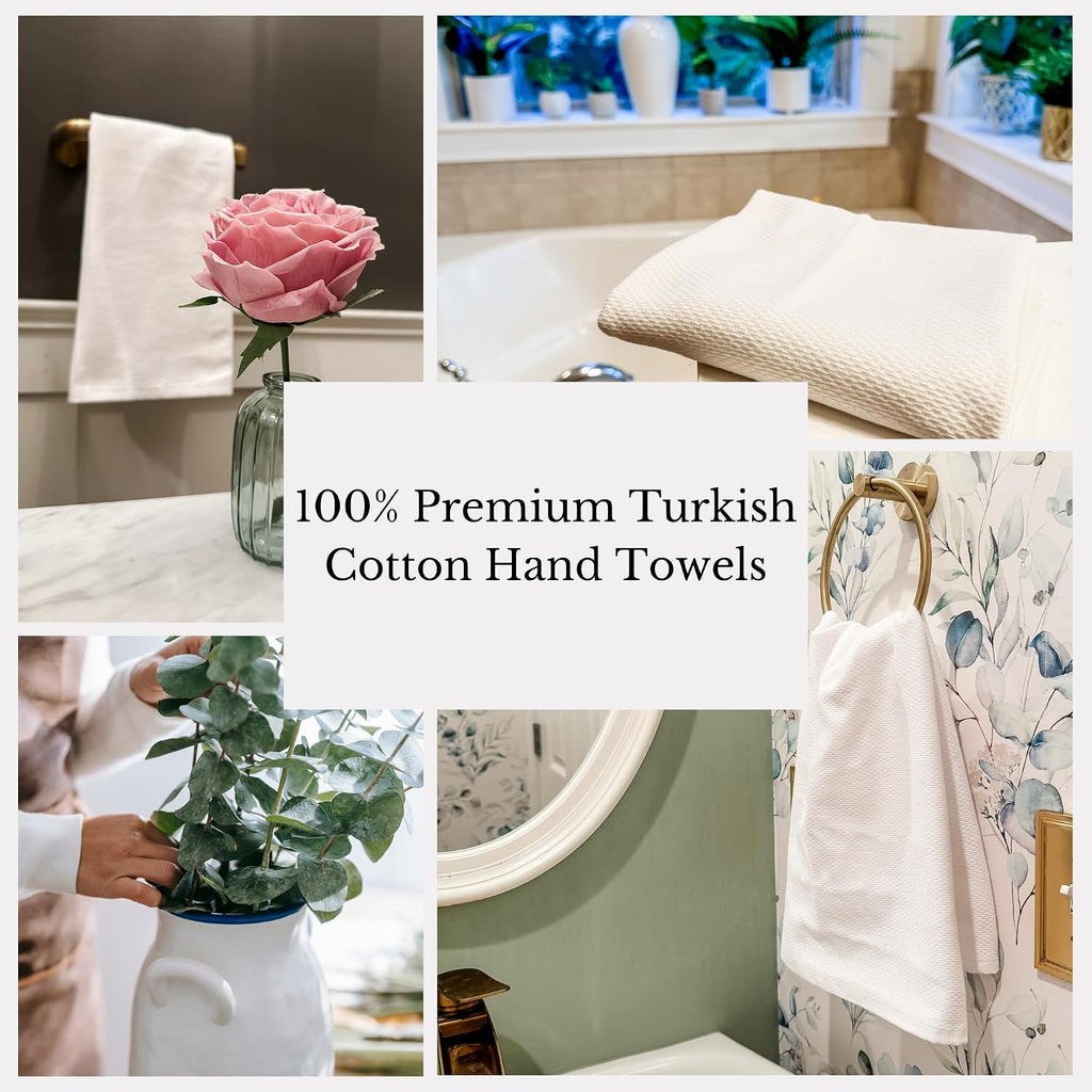 Moonlight Makers Premium Turkish Cotton Hand Towels for Bathroom & Kitchen - White Quick Dry Towel Set, Ultra Absorbent Waffle Weave, Soft and Durable, Washer and Dryer Safe, 100 pack