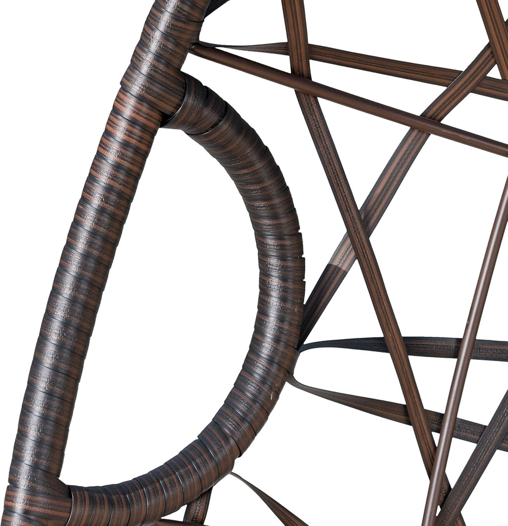 Wicker Egg Chair Outdoor with Cuhsion, Indoor Rattan Hanging Swing Egg Chair Without Stand for Bedroom Living Room, Patio Lounge Chairs for Balcony Backyard, Metal Frame, Brown