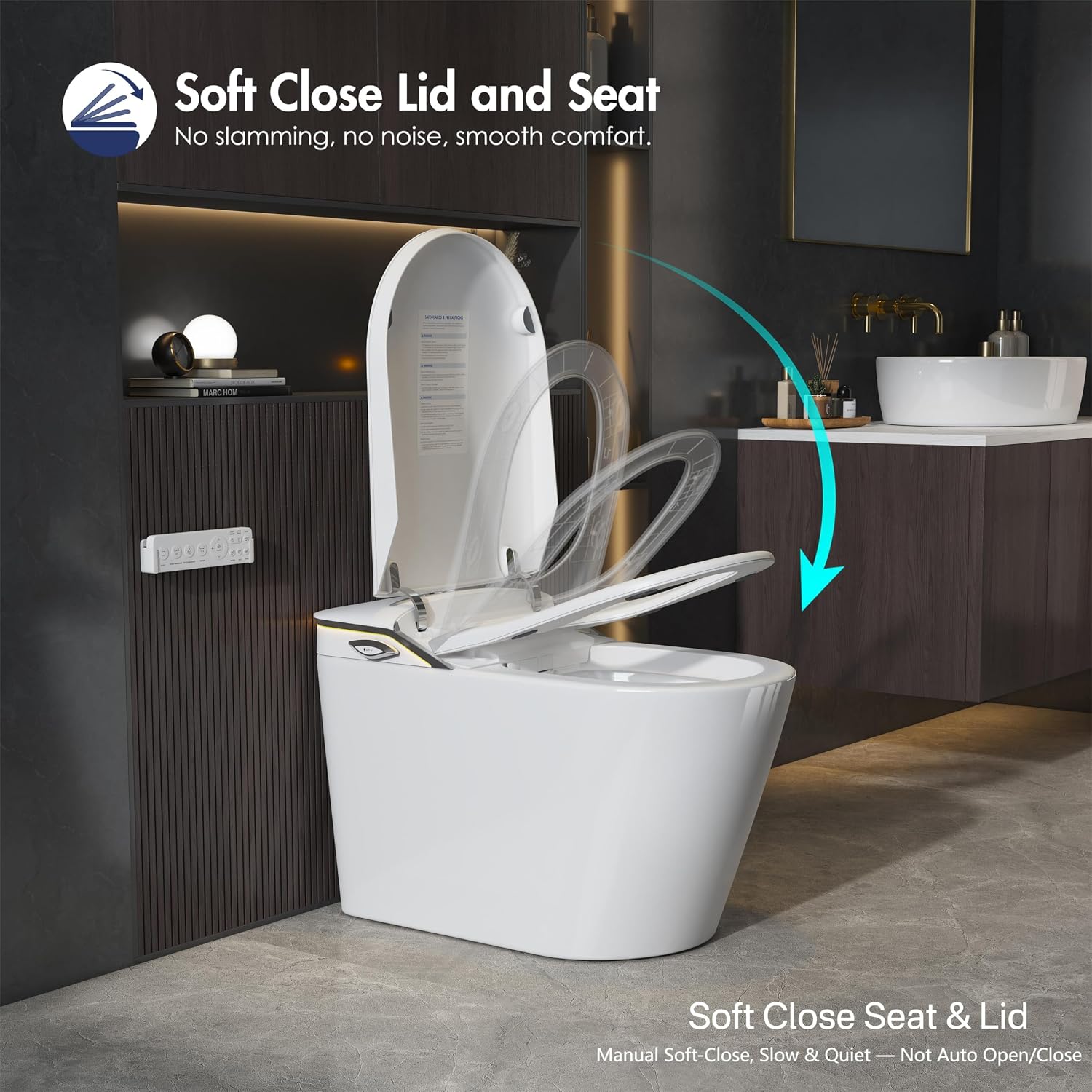 Eridanus Smart Toilet with Bidet Built in, One Piece Tankless Bidet Toilet, Foot-Sensor Flush, Off-Seat Auto Flush, Adjustable Warm Water Sprayer & Air Dryer, Elongated Heated Seat, ADA Height