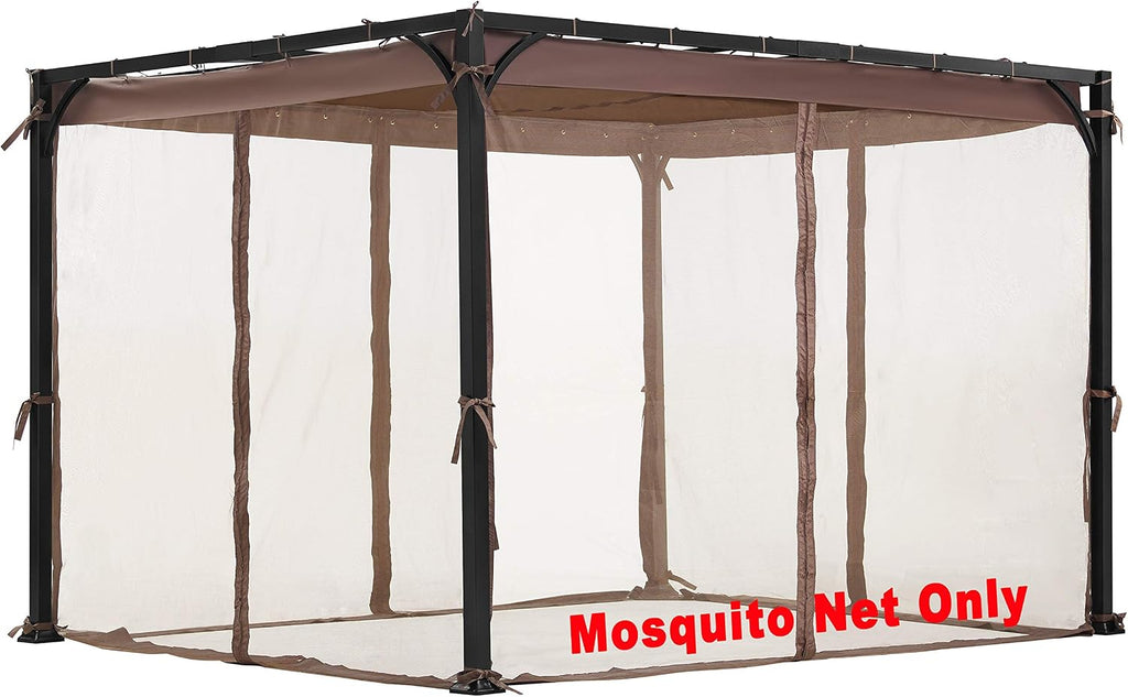 Replacement Mosquito Net for Flat-Roof Pergola - Mesh Bug Net Only (8 ft. x 10 ft., Brown)