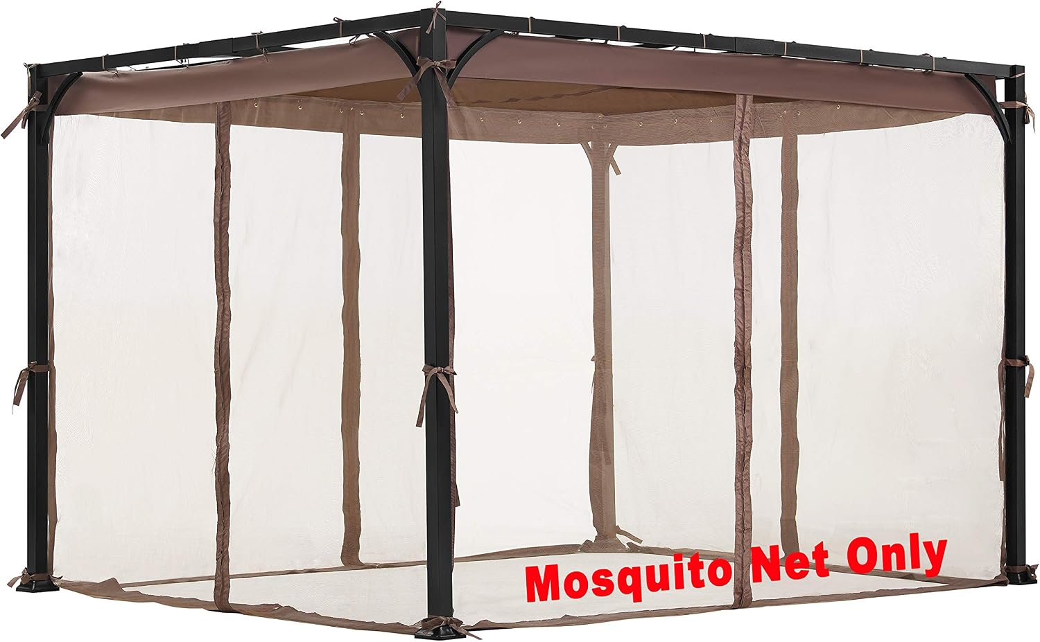 Replacement Mosquito Net for Flat-Roof Pergola - Mesh Bug Net Only (8 ft. x 10 ft., Brown)