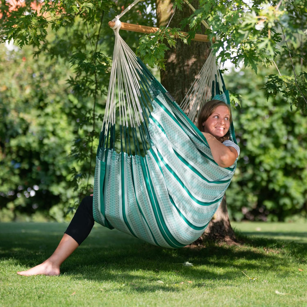 LA SIESTA® - XL King Habana Cotton Hammock Chair & CasaMount - Hanging Chair w/Suspension Kit for Walls Ceilings & Square Beams - Indoor Outdoor Swing Hanging Chair Bedroom Patio Balcony - Agave