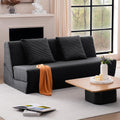 Folding Sofa Bed, Convertible Sleeper Chair with Pillows, High Support Memory Foam & Soft Corduroy Fbric, Comfy Couch Bed, Floor Loveseat Couch for Living Room, Apartment, Guest Room,Black