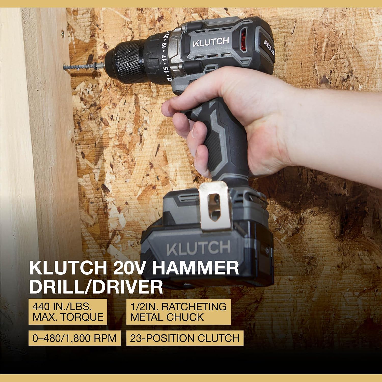 Klutch Drill/Driver and Impact Driver Kit, KLiQ 20 Volt Brushless, 1/2in. and 1/4in.