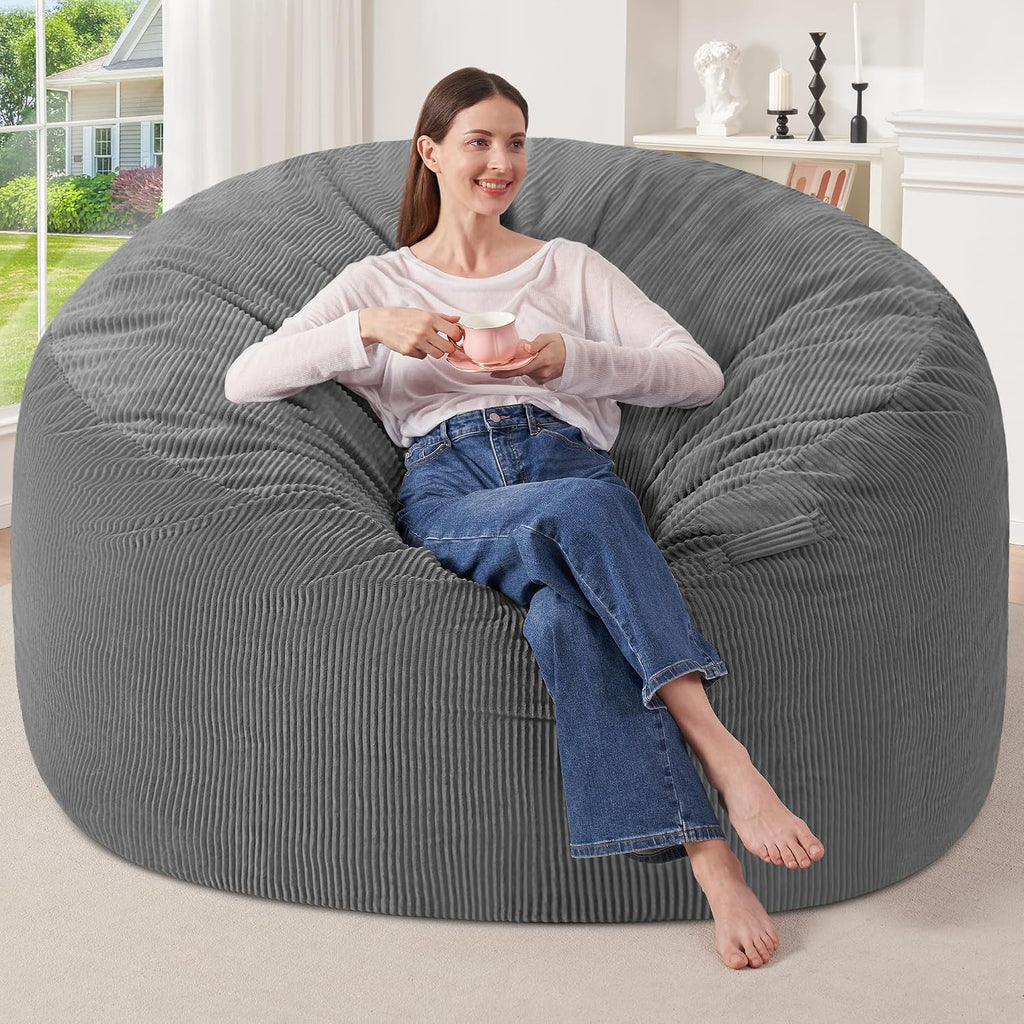 HABUTWAY 6FT Bean Bag Chair,Giant Bean Bag Chairs for Adults,Big Bean Bags with Memory Foam Filled, Large Beanbag Chairs with Soft Corduroy Cover