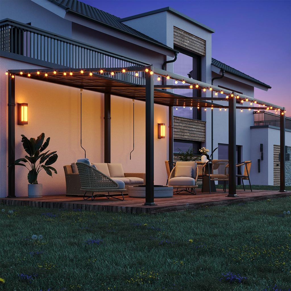 Gazebo 12x20 with Adjustable Galvanized Steel Roofs, All Aluminum Frame Permanent Pergola for Patio, Outdoor Freestanding Shelter, Dark Brown