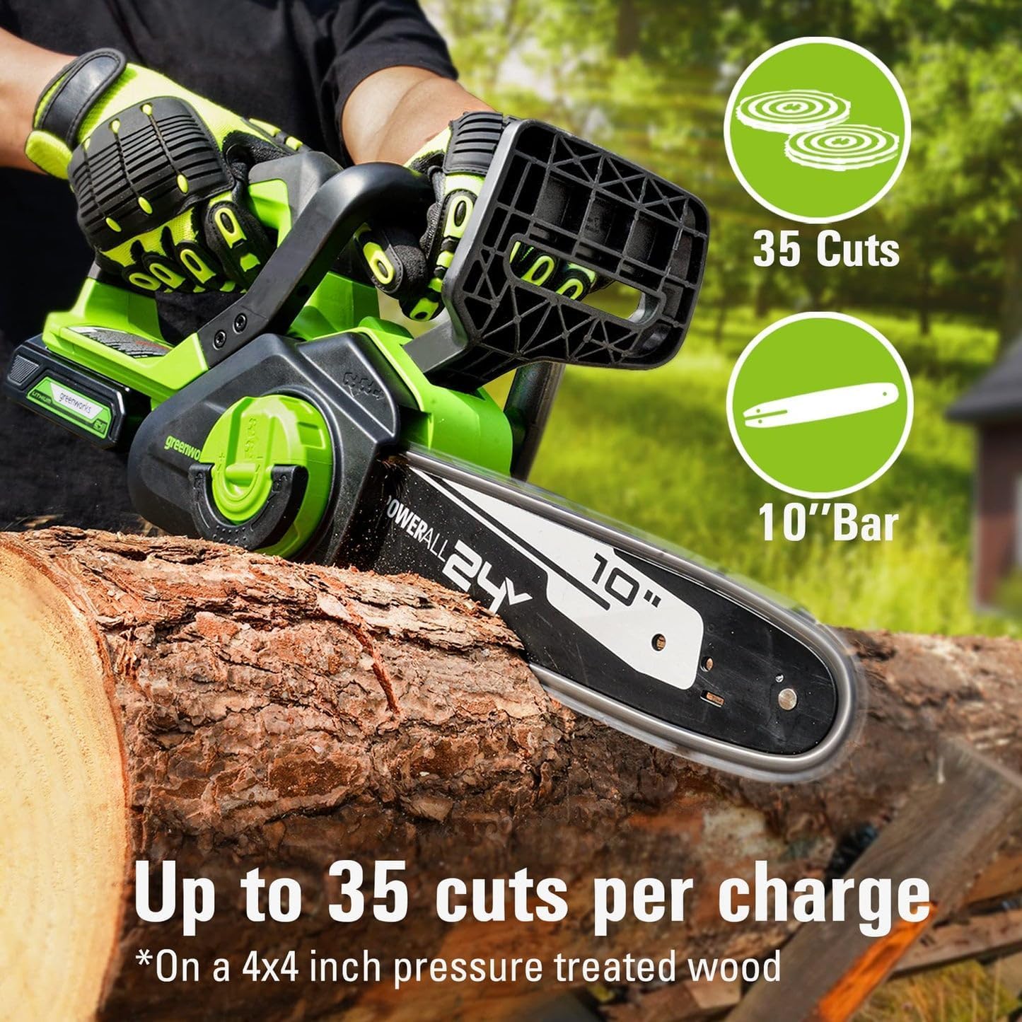 Greenworks 24V Chainsaw,24V Polesaw,Combo Kit(1)2AH Battery, (1) 2A Chargers