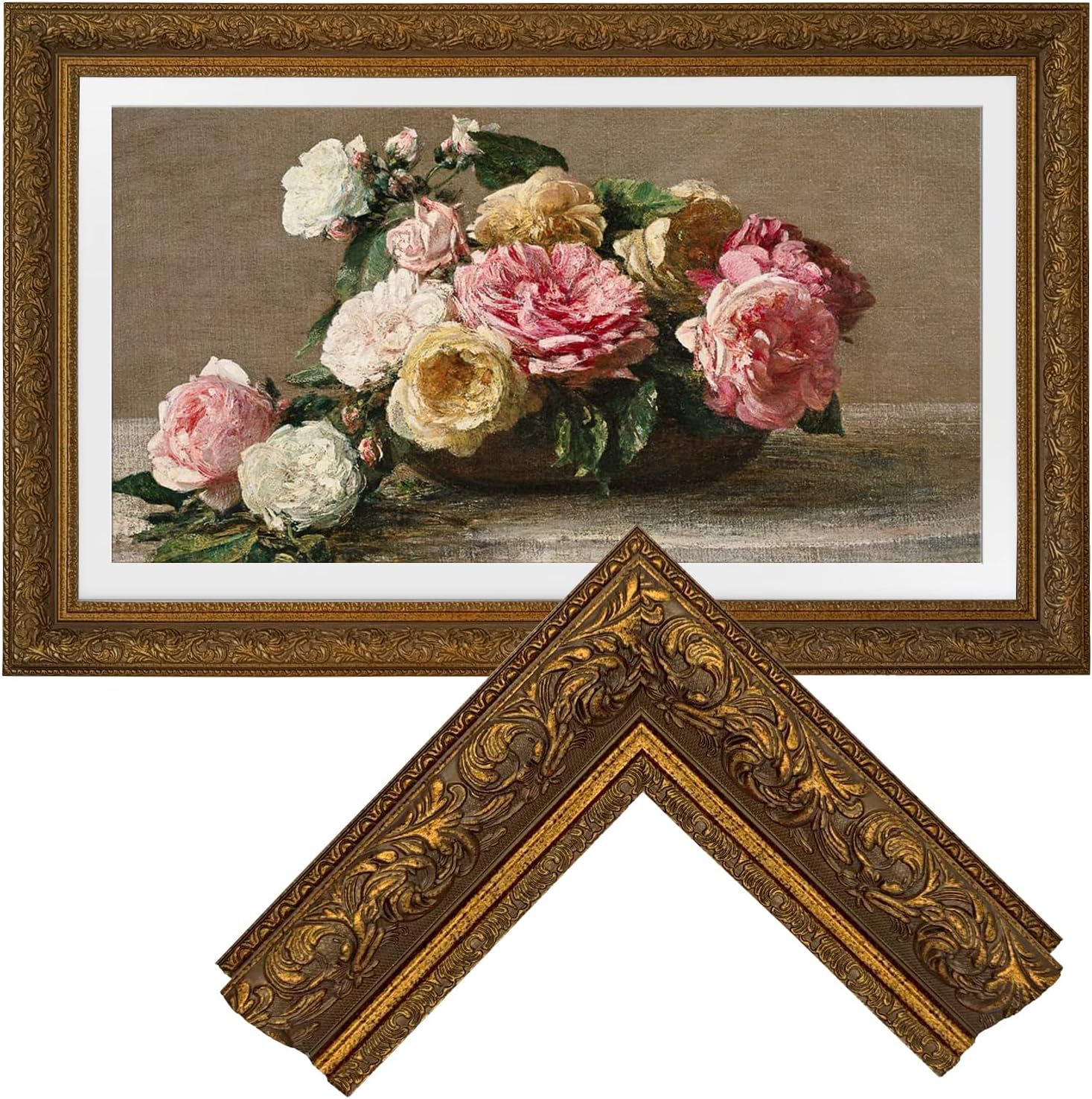 Classic Vintage Deep Gold 55' TV frame - Compatible ONLY with Samsung The Frame TV and Pro TVs (Fits 2021-2026 models, model codes: 55LS03A/B/C/D/FA/FW)