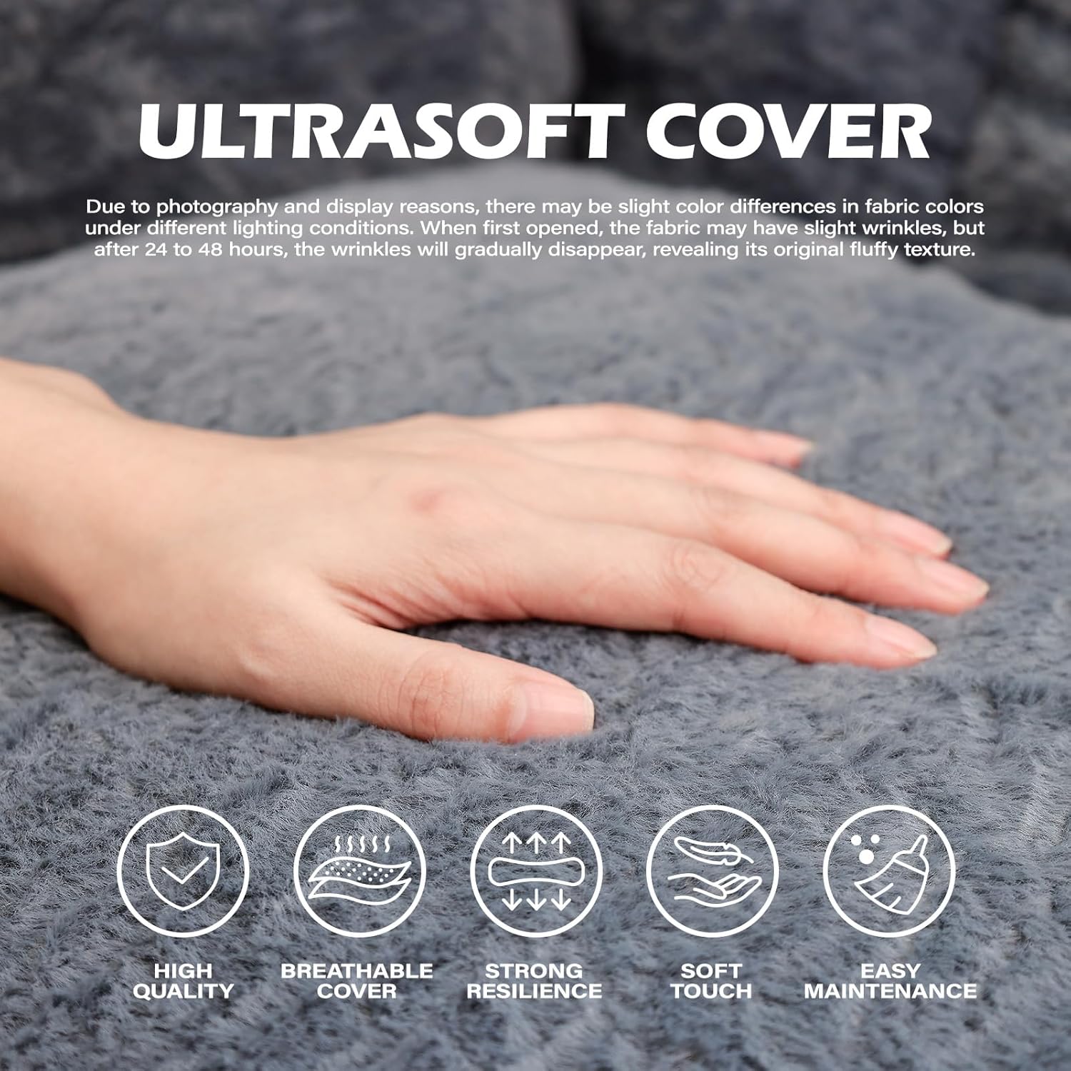 Giant Bean Bag Chair for Adults, Teens and Kids, Cozy Fluffy Corduroy Beanbag Chair with Filler, Large Floor Lounge Sofa for Living Room, Bedroom, Dorm, Gaming and Reading(XL-Blue)